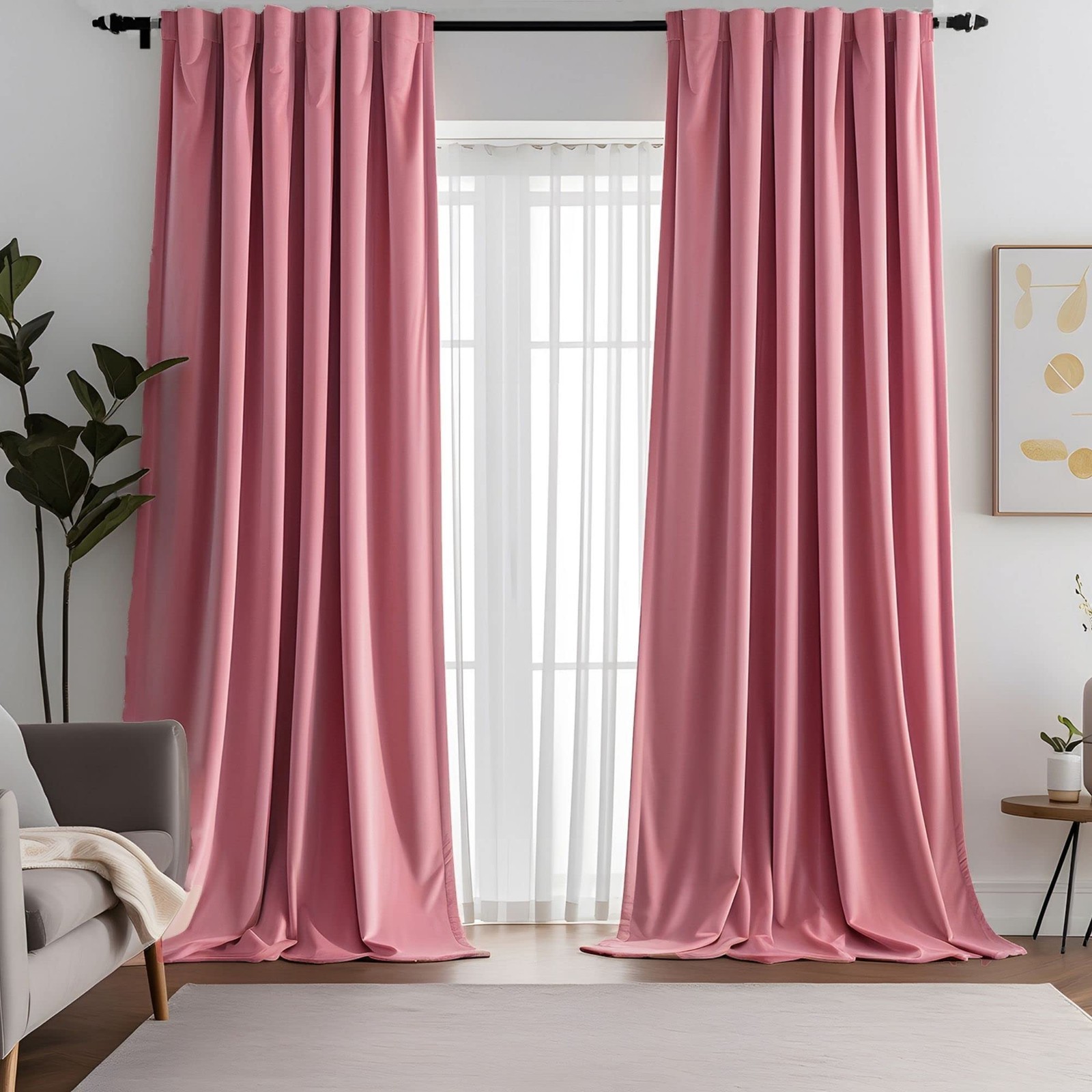Blush Pink Velvet Curtains 84 inches Long Luxury Room Darkening for Bedroom Livi