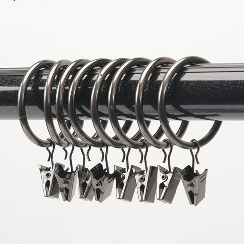20PCS Curtain Rings with Clips Metal Drapery Hooks for 1in Curtain Rods