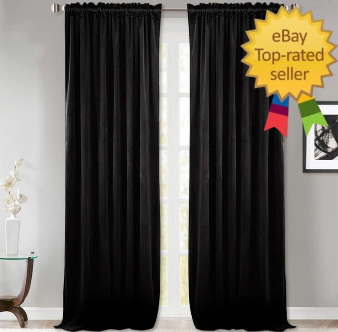 StangH Black Velvet Curtains 96 inches Long – Blackout Thermal Insulated Drapes