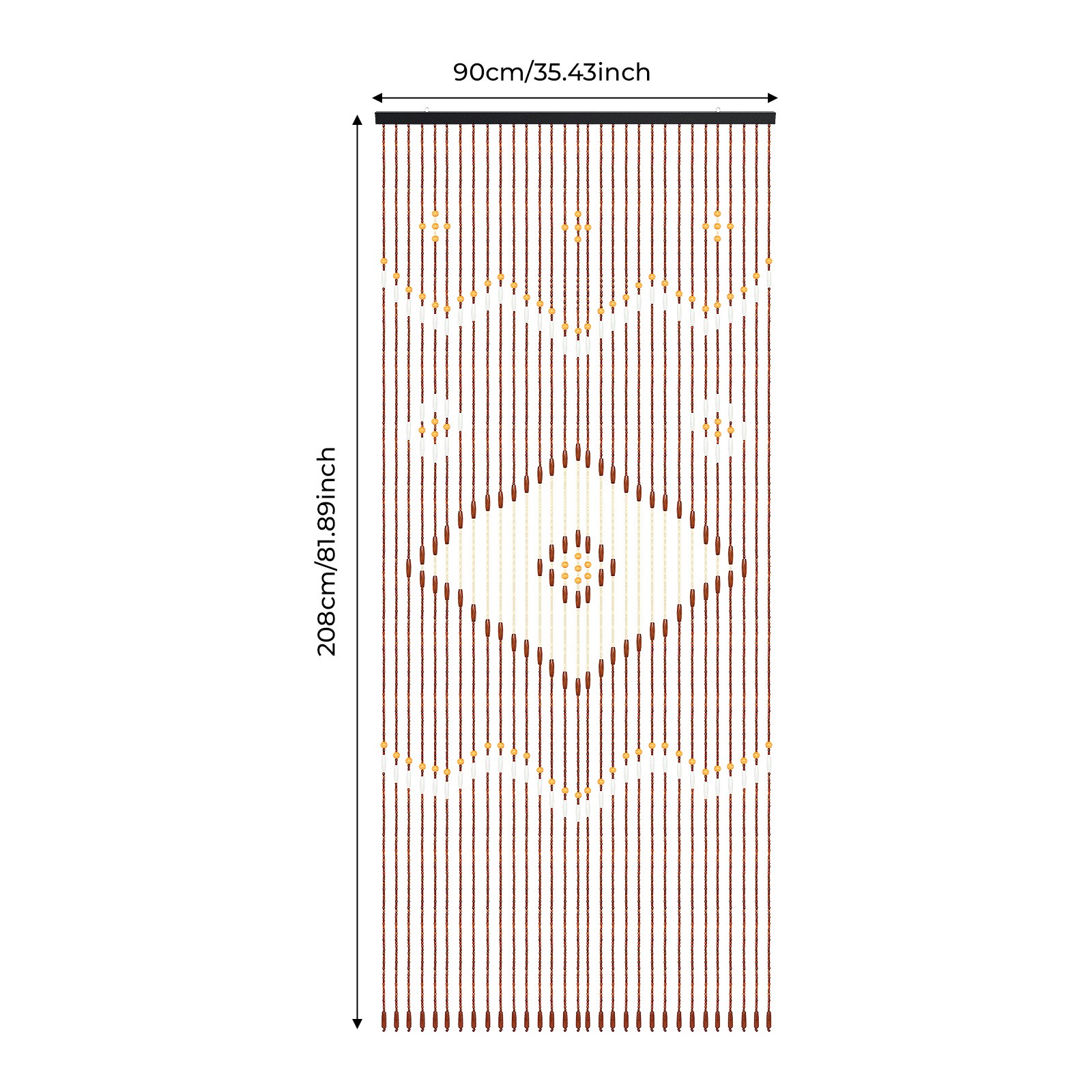 Bamboo Wood Beaded Valance Curtain Handmade Doorway Boho Decoration Valance