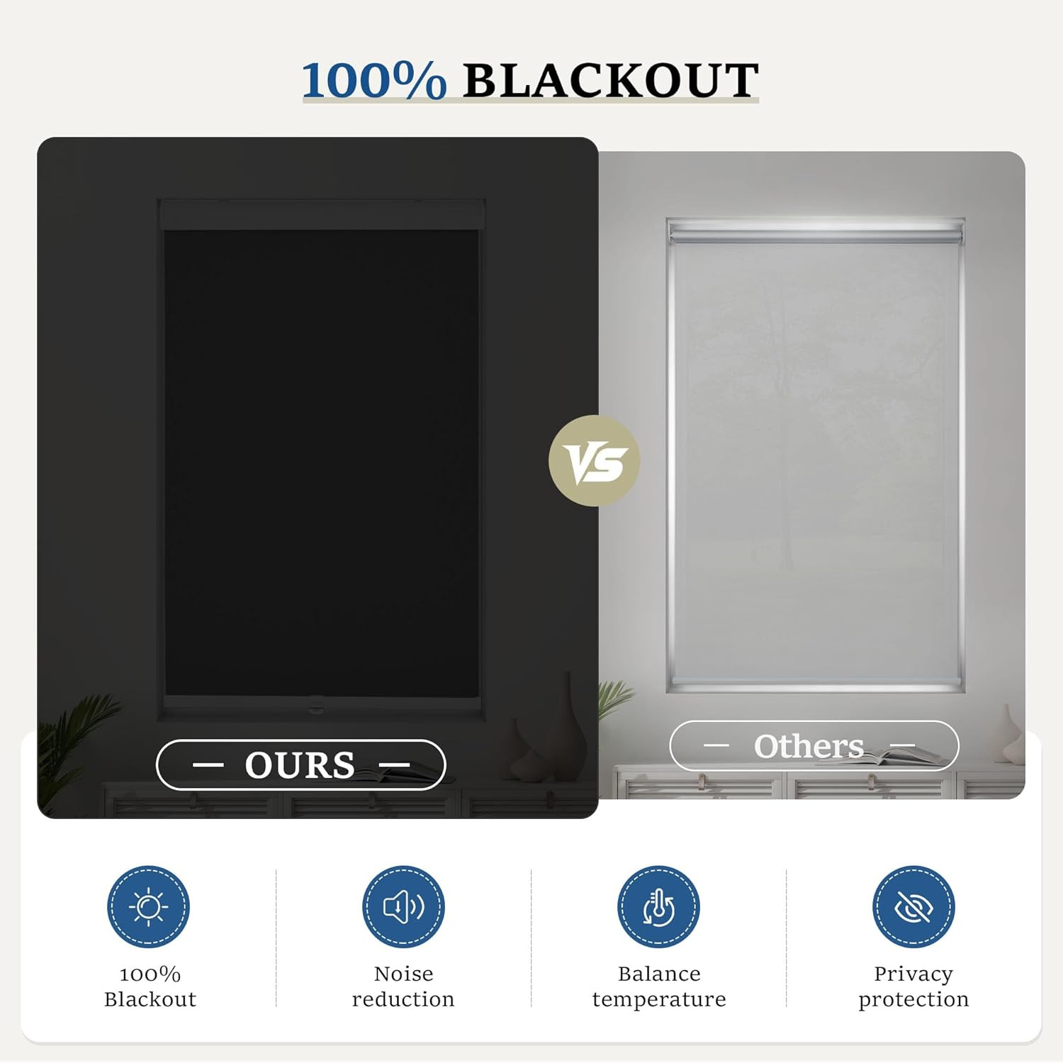 Cordless Blackout Roller Shades, Thermal Insulated, Grey 34″x72