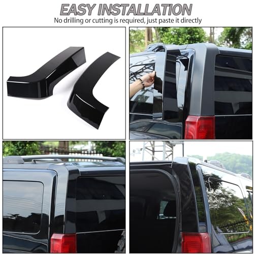 D Pillar Trim Cover Compatible with Hummer H3 2005-2009, ABS Rear Piano black