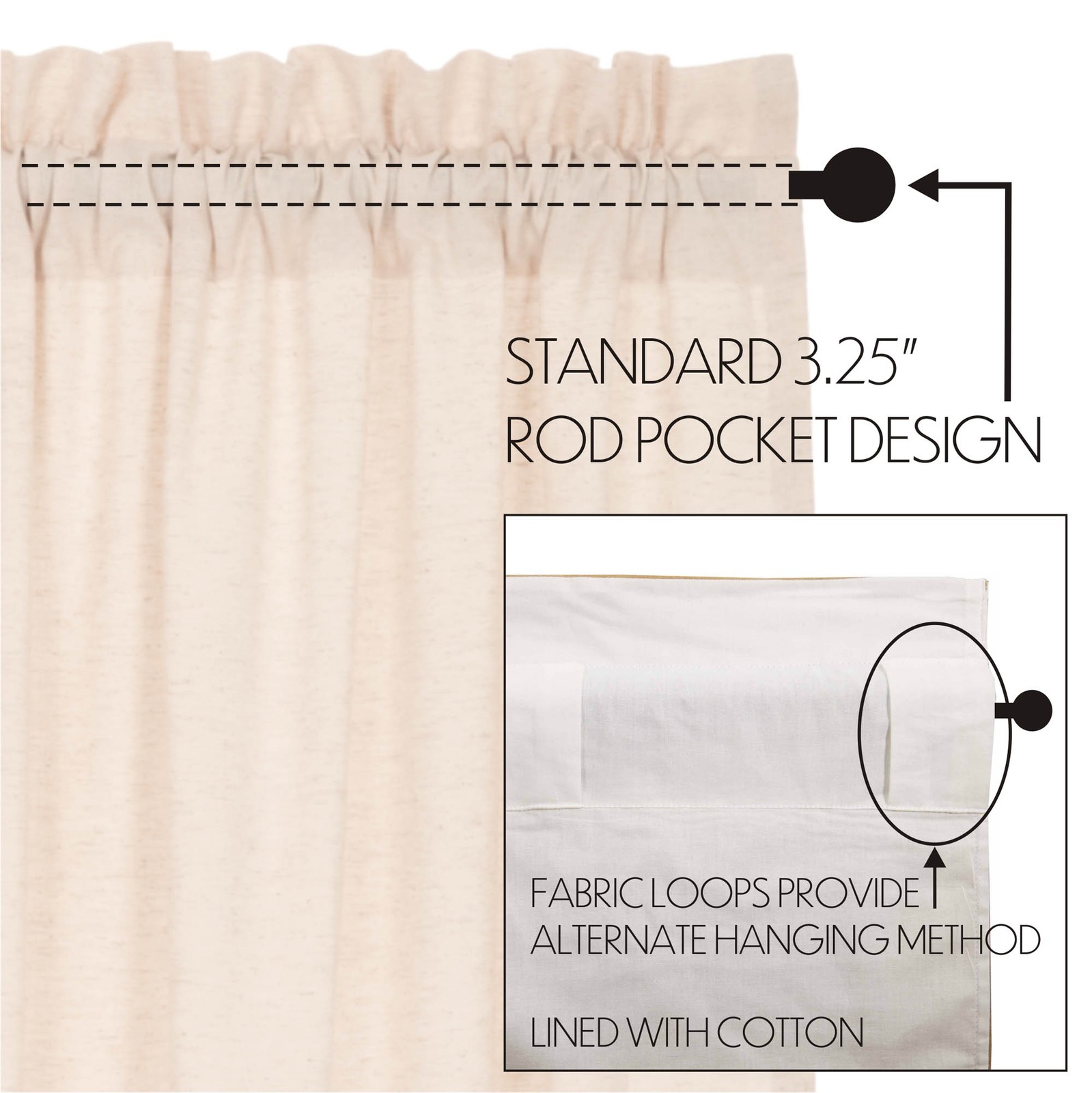 Farmhouse 24×36 Tier Pair Natural Rod Pocket Kitchen Window Curtains VHC Brands