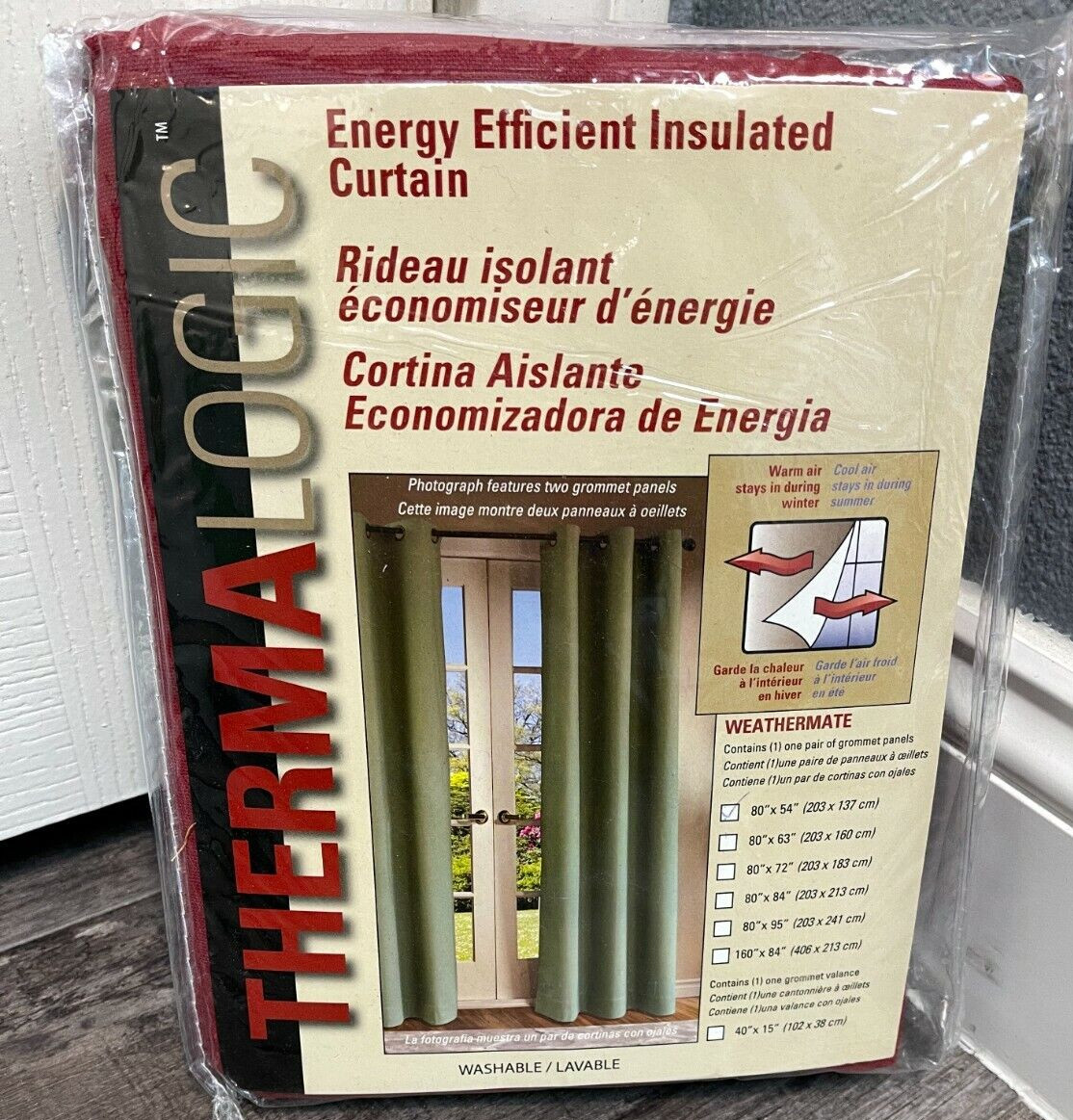 Thermalogic Weather Cotton Fabric Grommet Top Window Panel Pair Burgundy