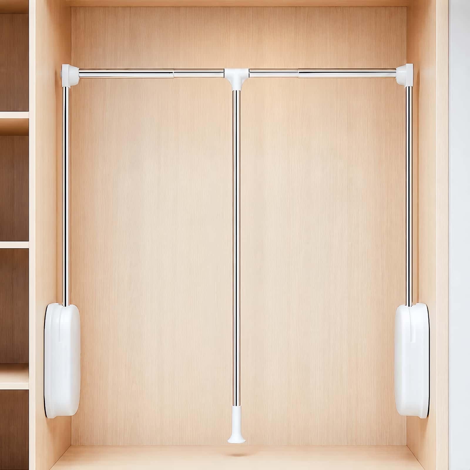 Pull Down Closet Rod Auto-return, Adjustable 33-45 inches Side Mounted Closet…