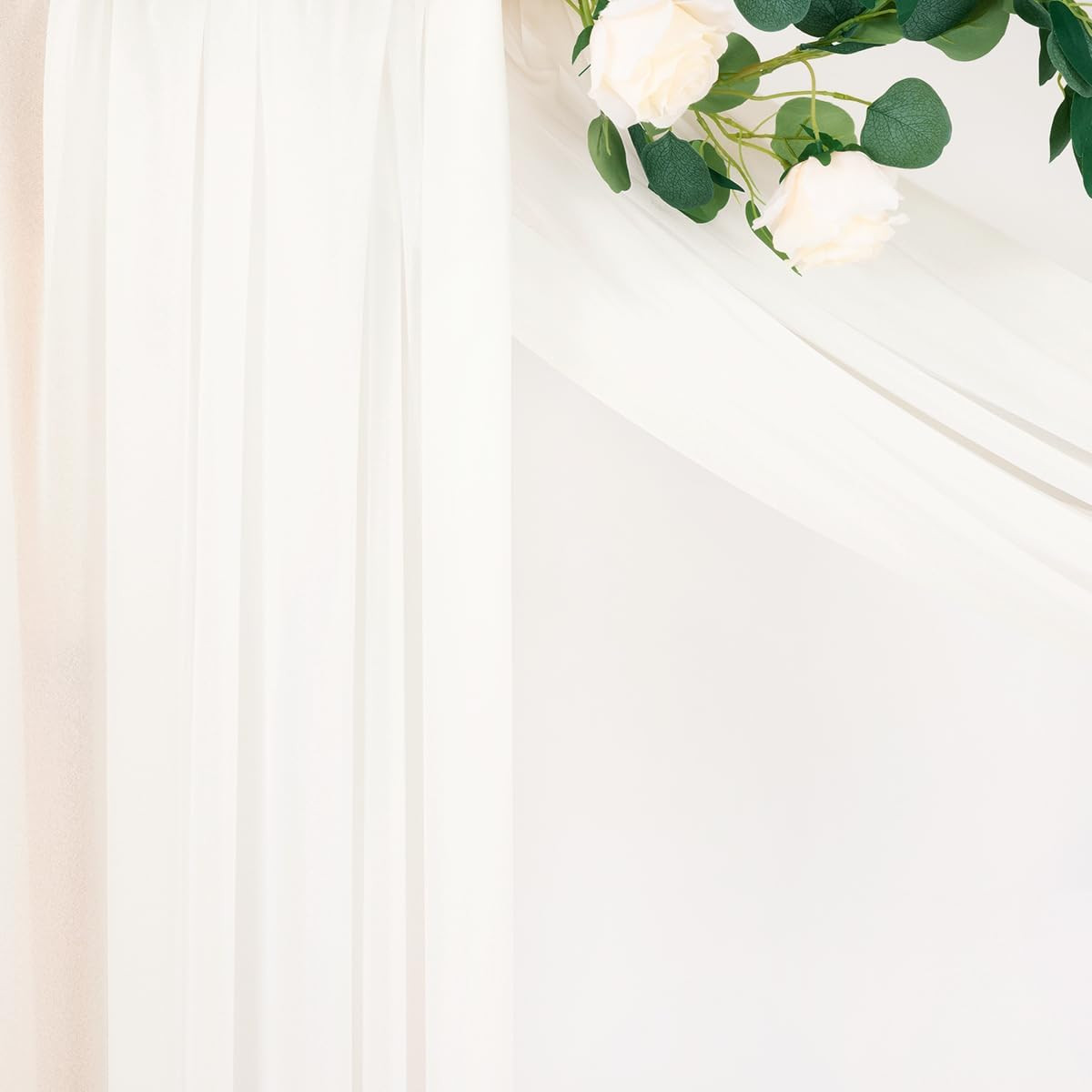 Ivory White Wedding Arch Draping Fabric 2 Panels 29″ X 20 FT Extra Long Gauze Dr