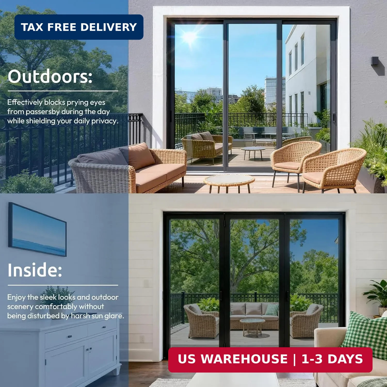 rabbitgoo One Way Privacy Window Film Window Tint for Home with Tools, UV Blocki