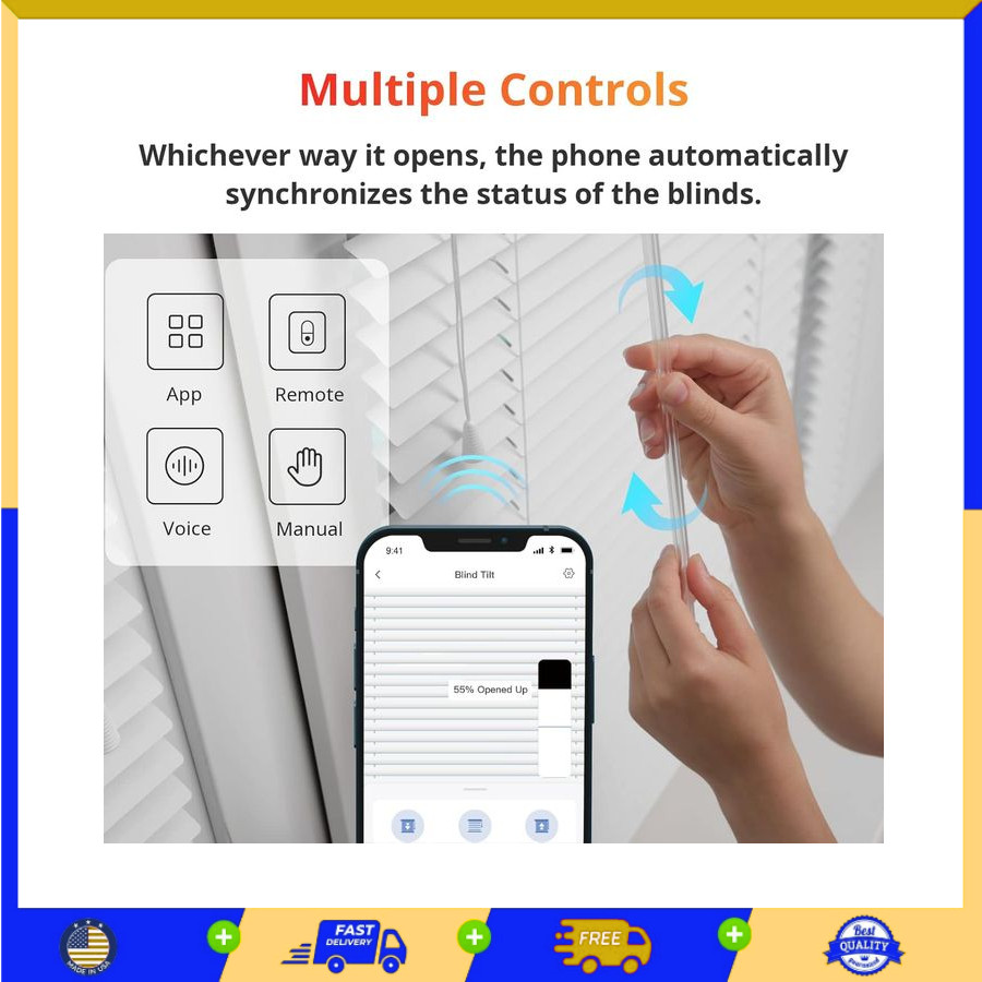 Motorized Blind Tilt Smart Electric Blinds Solar Bluetooth Light Sensor