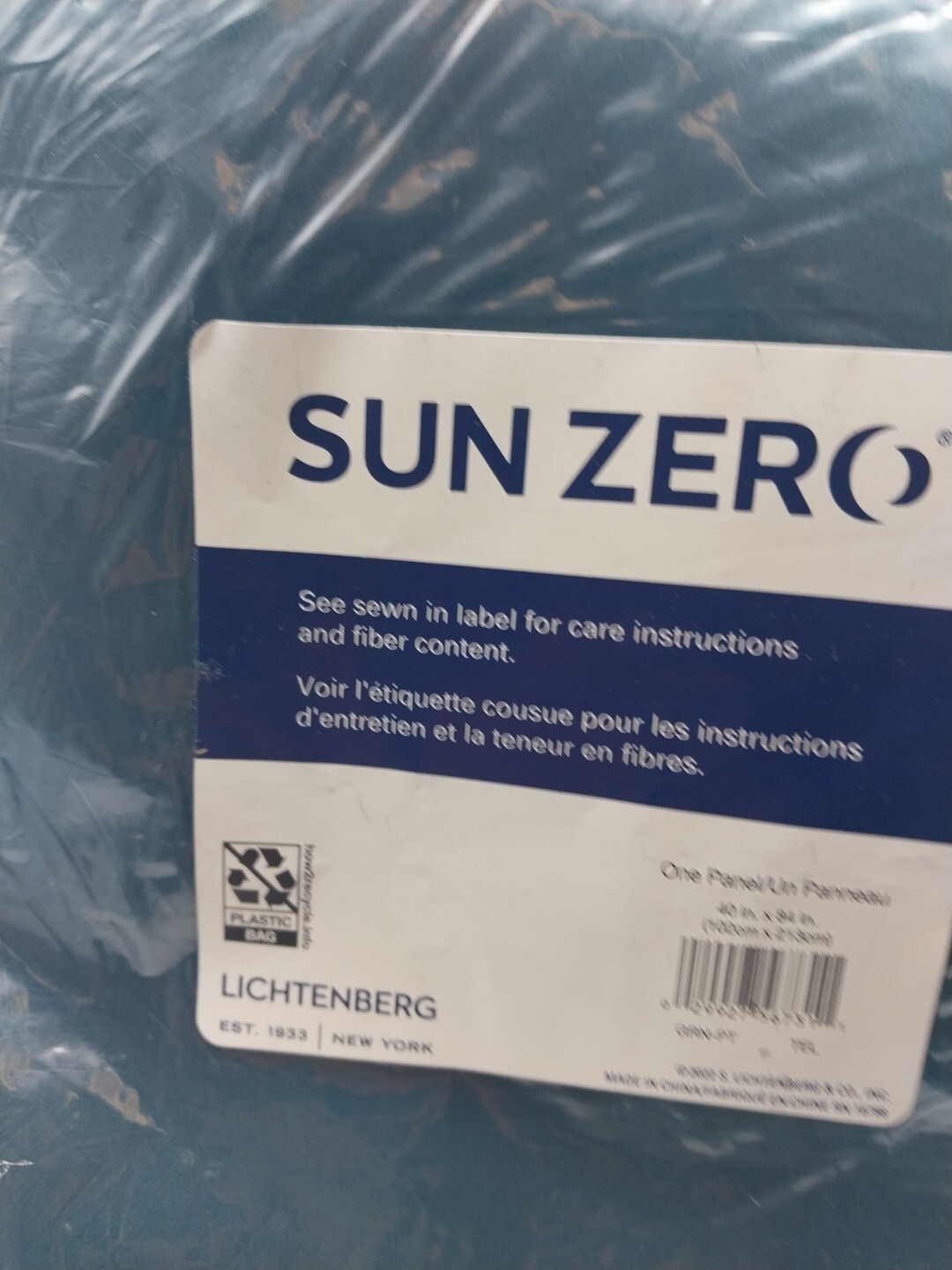 Sun Zero Panel Curtain 40in x 84in Teal
