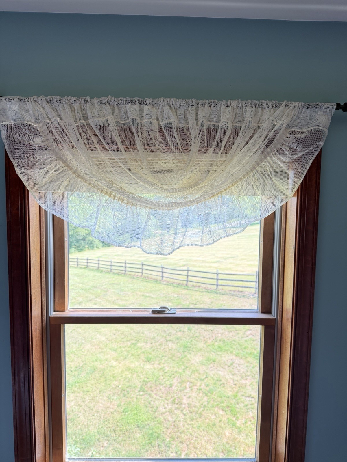 Protela Insert Lace Valence Ivory Ecru Swag Ruffle Trim 18” X 38” W Hanging Loop