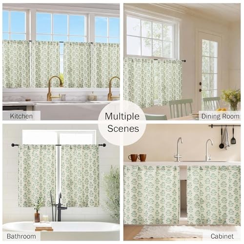 36 Inch Short Kitchen Window Curtains – 30″W x 36″L (Pack of 2) Sage Green