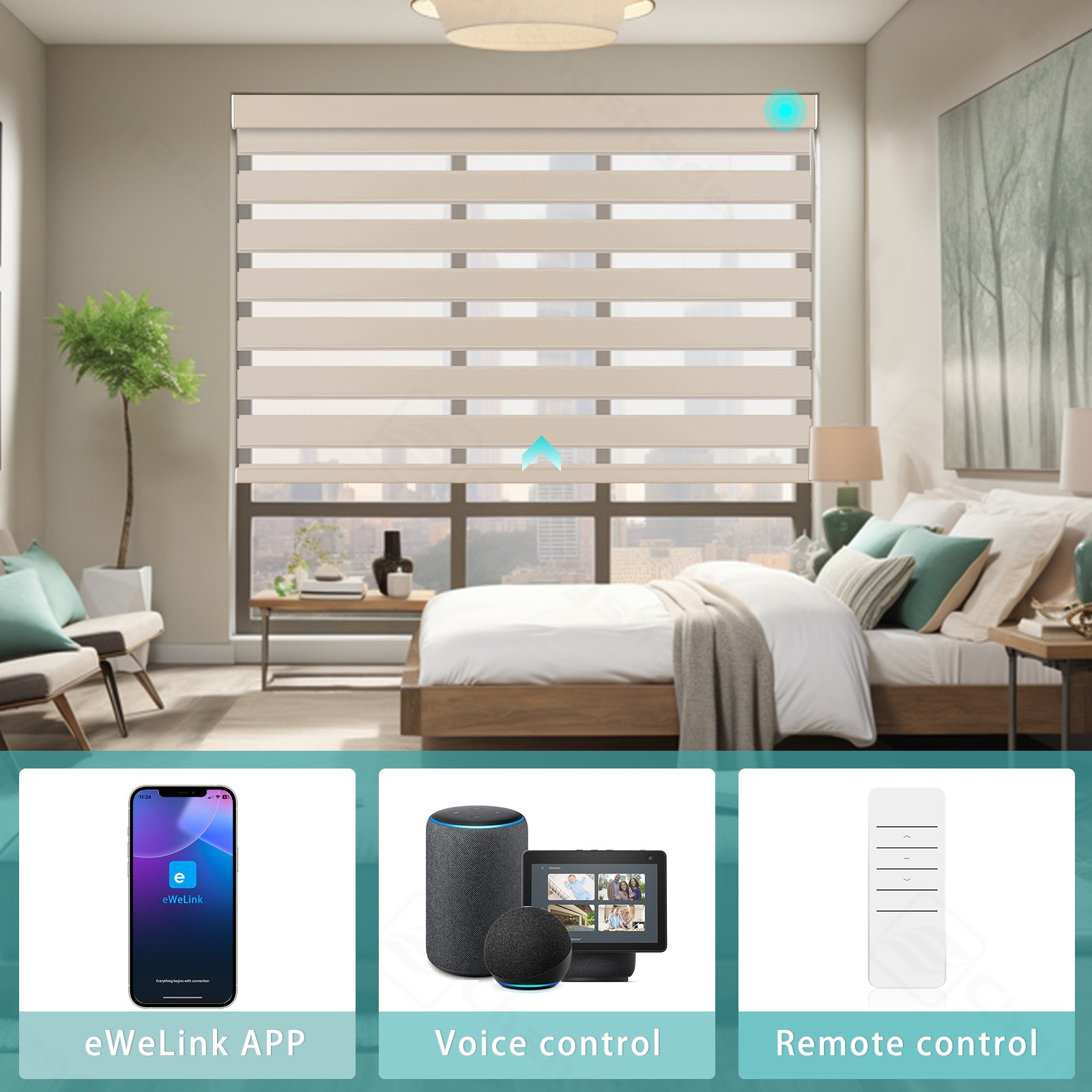 Changshade CUSTOM Smart Motorized Zebra Shades Remote Control Roller Blinds