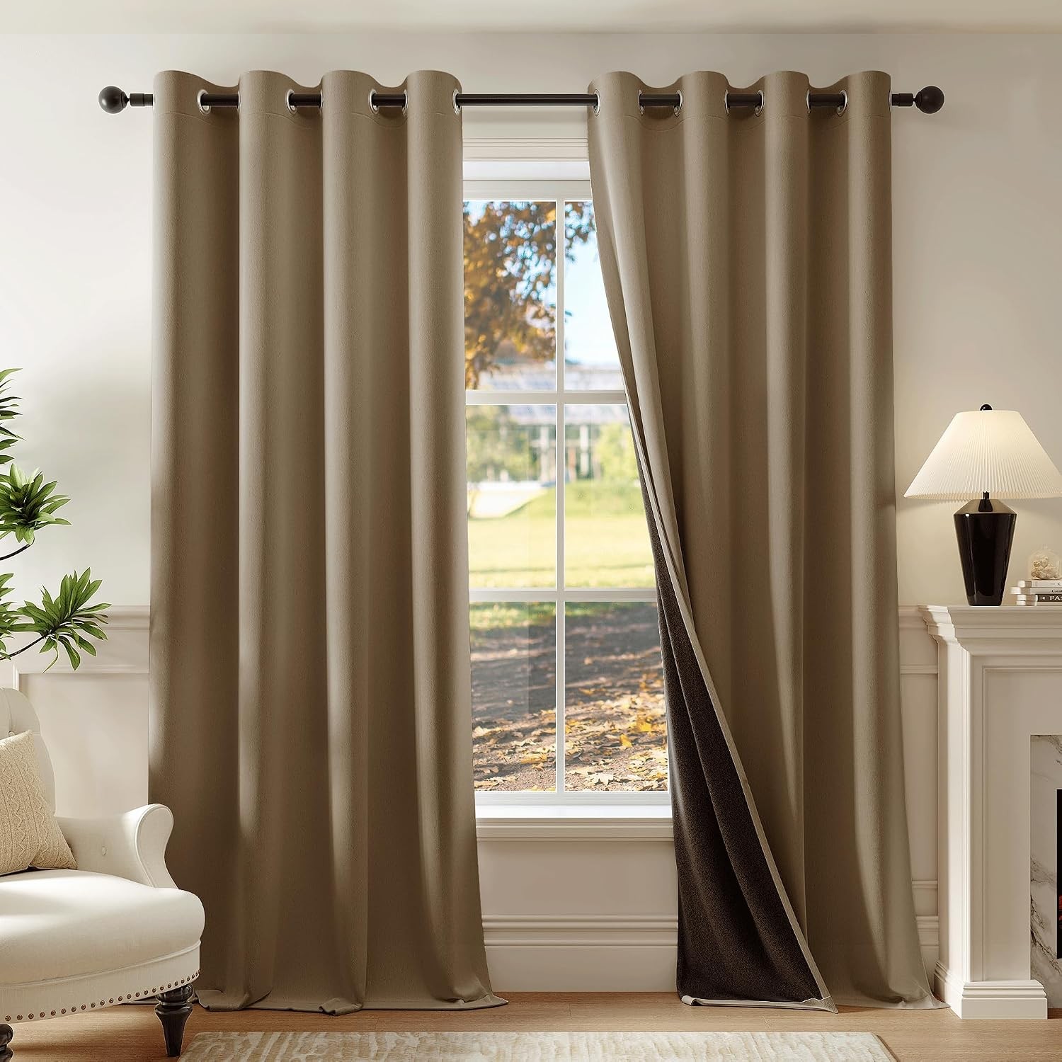Beauoop 100% Blackout Curtains 84 Inch Long 2 Panels for Bedroom Living Room Bro