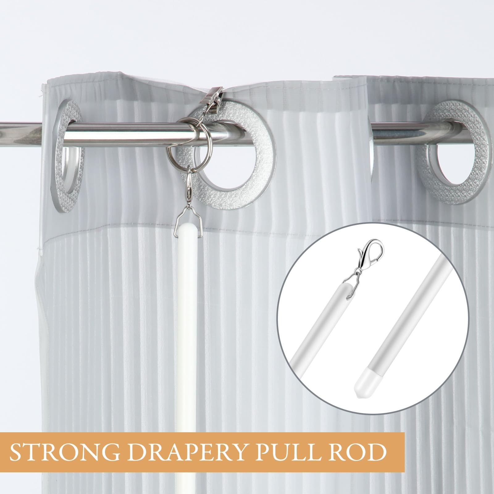 10 Pack 36 Inch Acrylic Curtain Pull Wands Drapery Pull Rod White Versatile F…