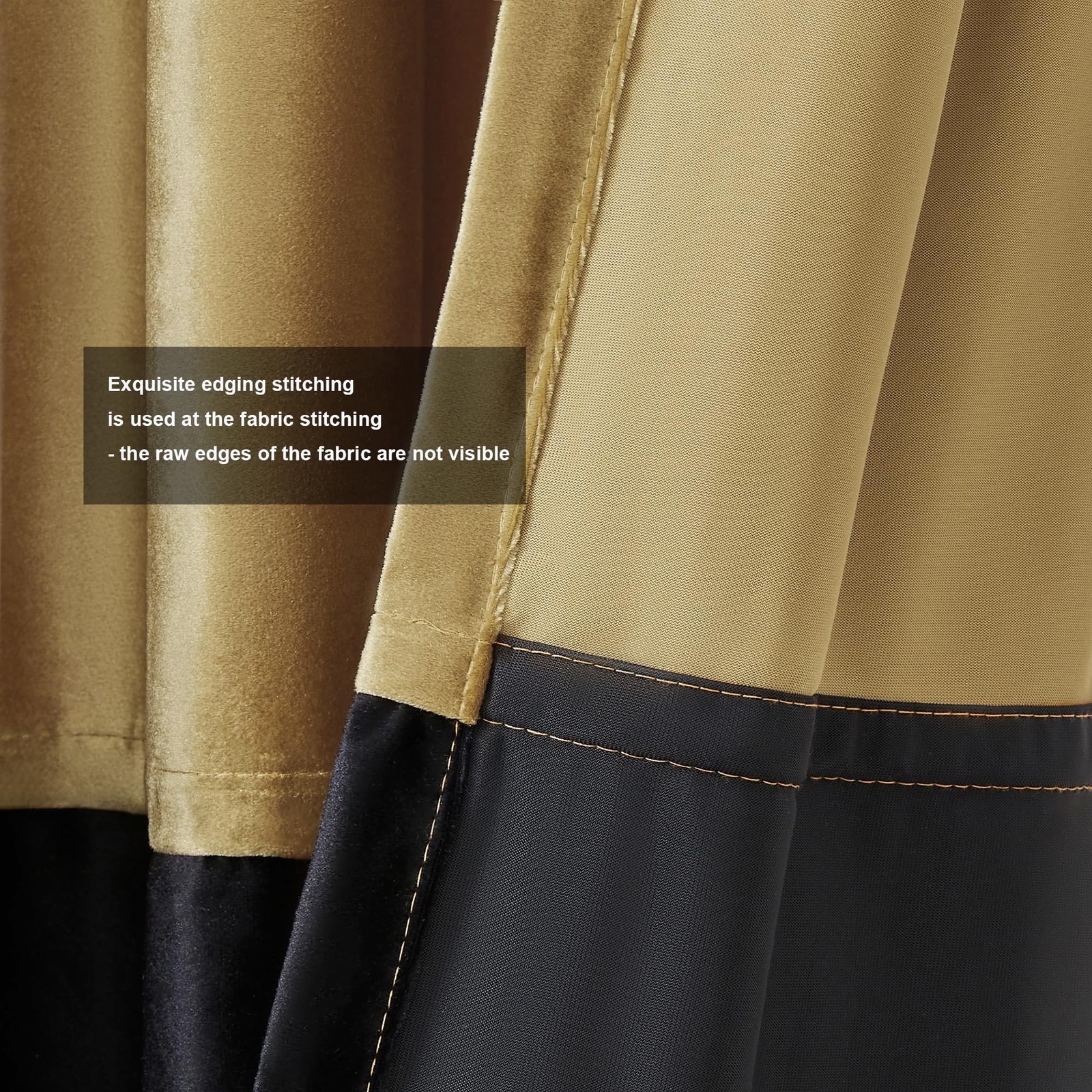 BULBUL Luxury Gold Black Velvet Blackout Curtains 96 Inches For Living Room
