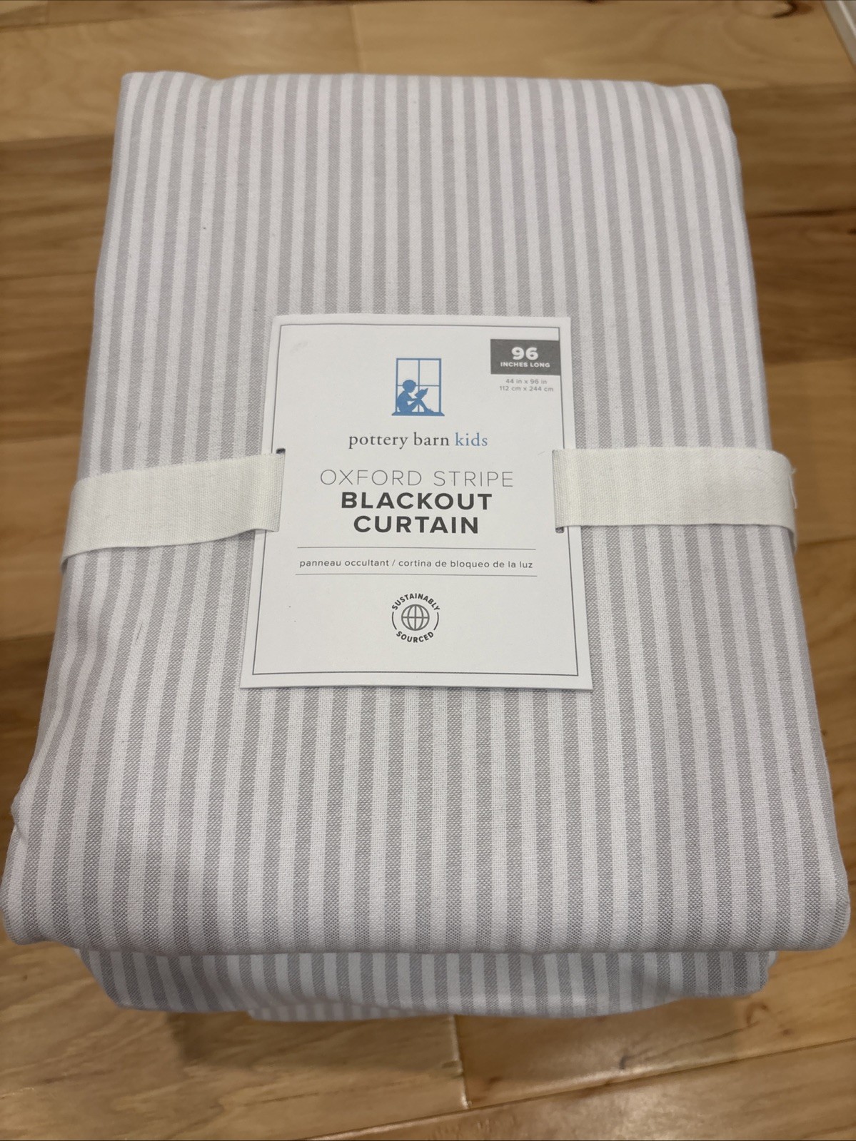 Pottery Barn Oxford Stripe Blackout Curtain 44”x 96” x 3