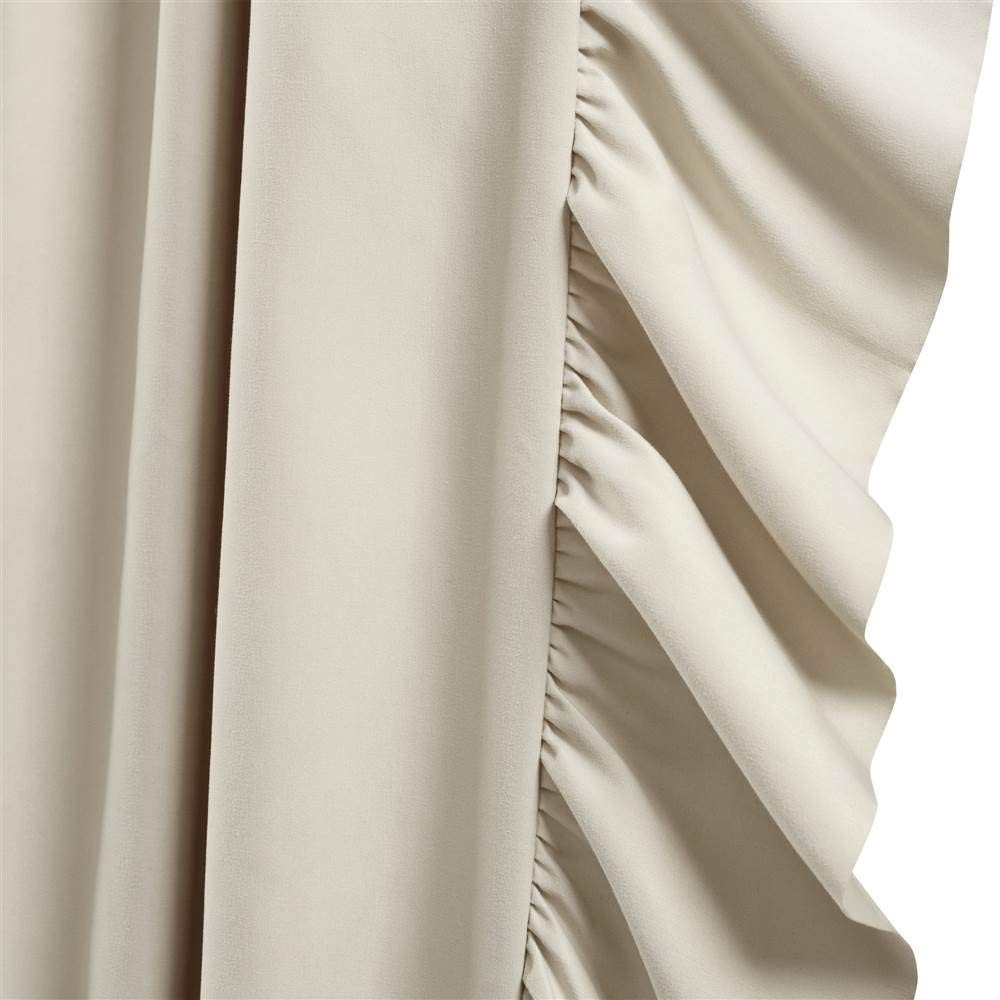 Reyna Ruffle Window Curtain Panel Set, Pair, 54″ W x 84″ L, Wheat – Flowy Cur…