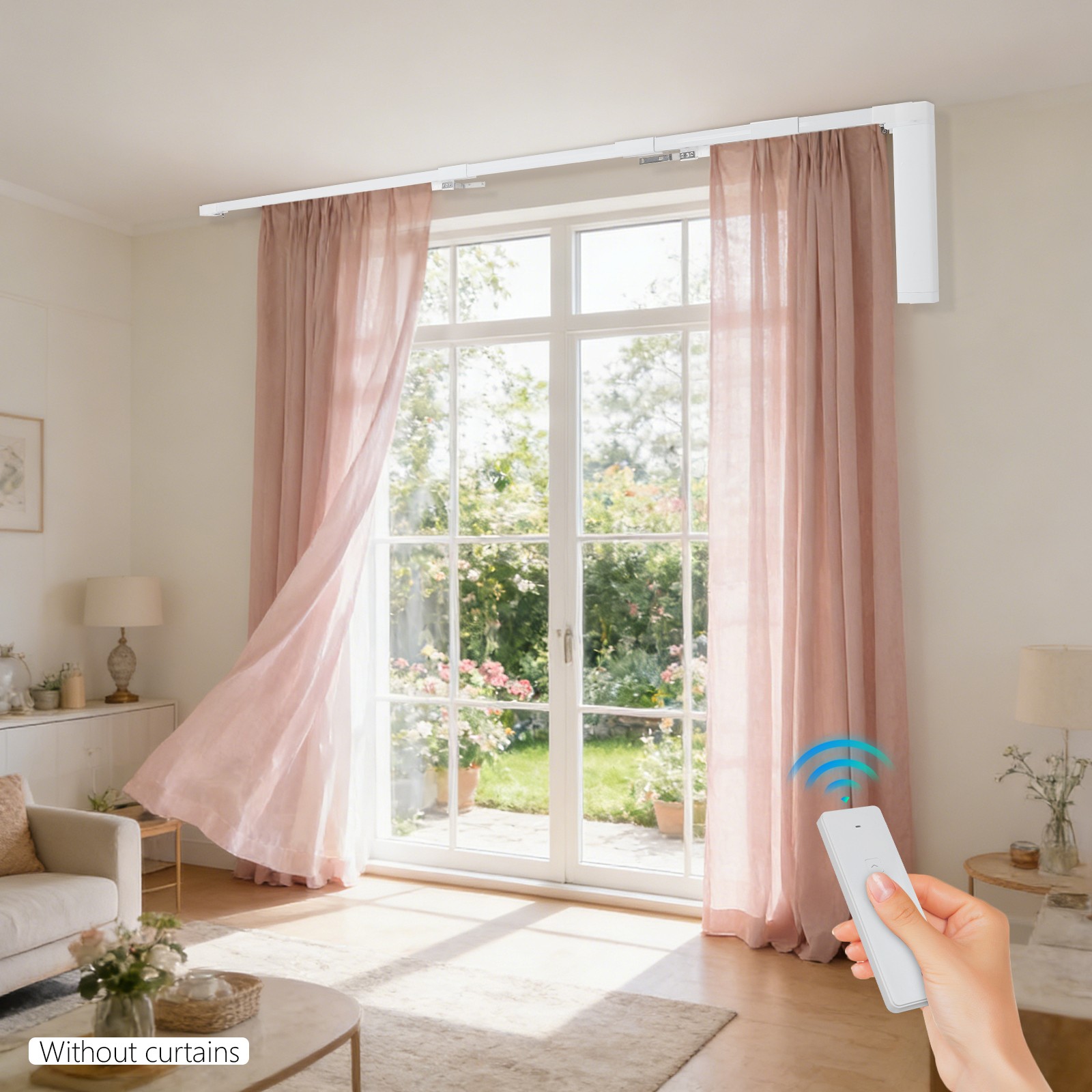 Motorized Curtain Track w/ Adjustable Length 120-620cm,Electric Curtain Track