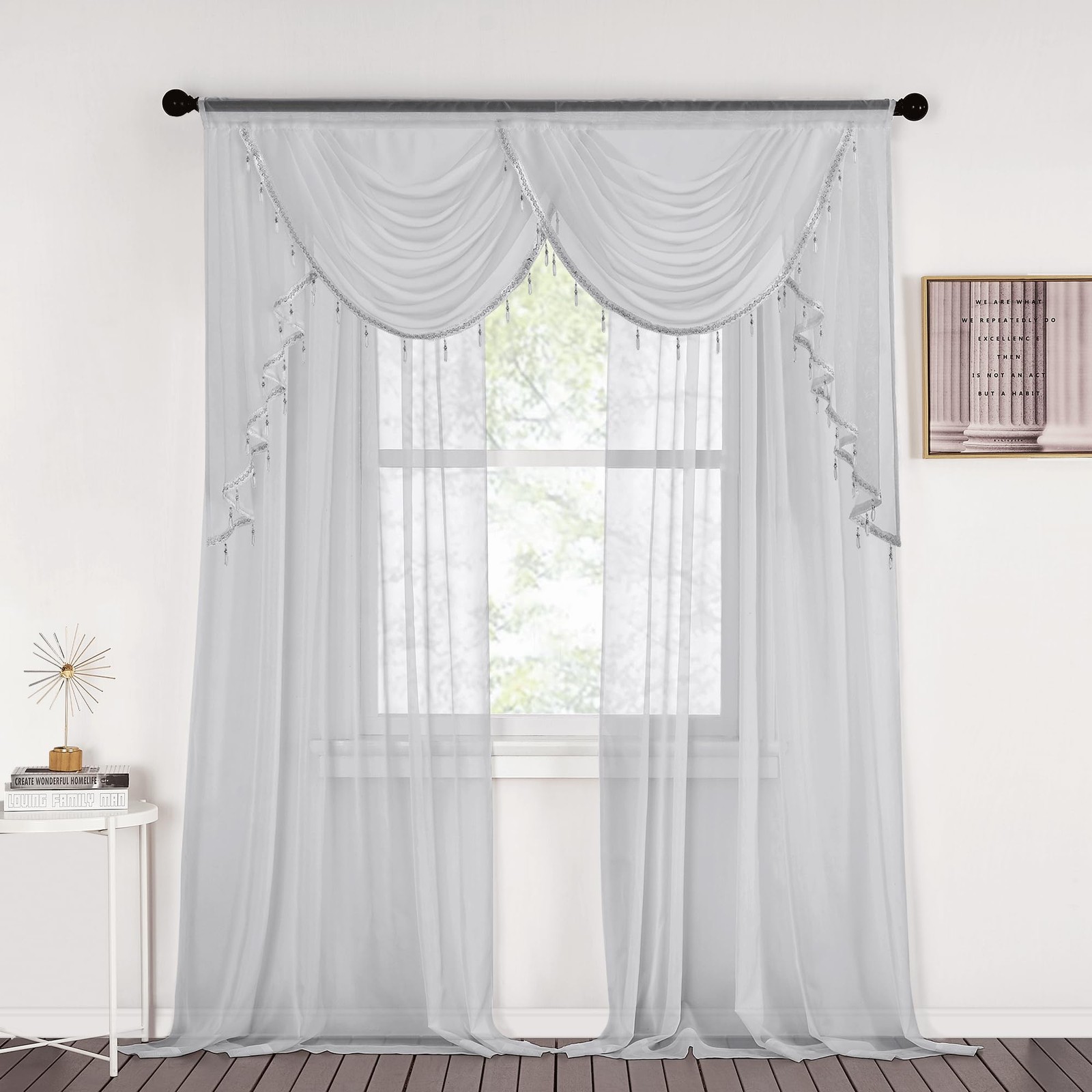 Swag Valances for Kitchen Window, Home Decoration Waterfall Curtain Valances …