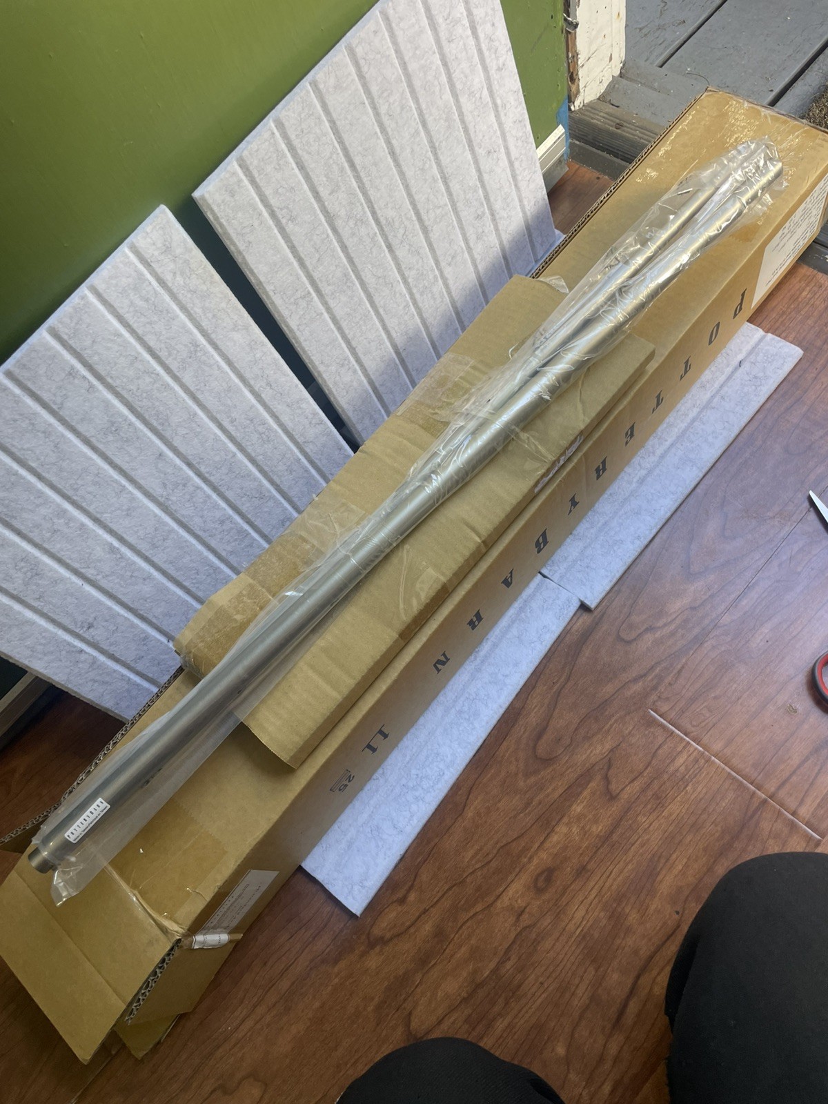 Pottery Barn Standard double rod Curtain Rod & Wall Bracket Pewter 28″-48″