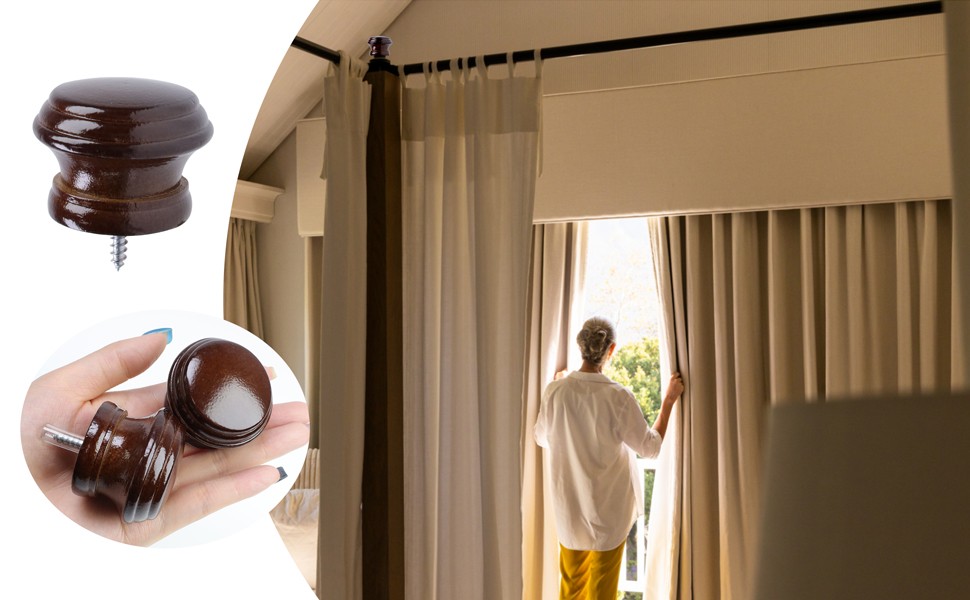 Curtain Rod Finial Replacement for Living Room,Bedroom,2Pcs | Screw on Curtain