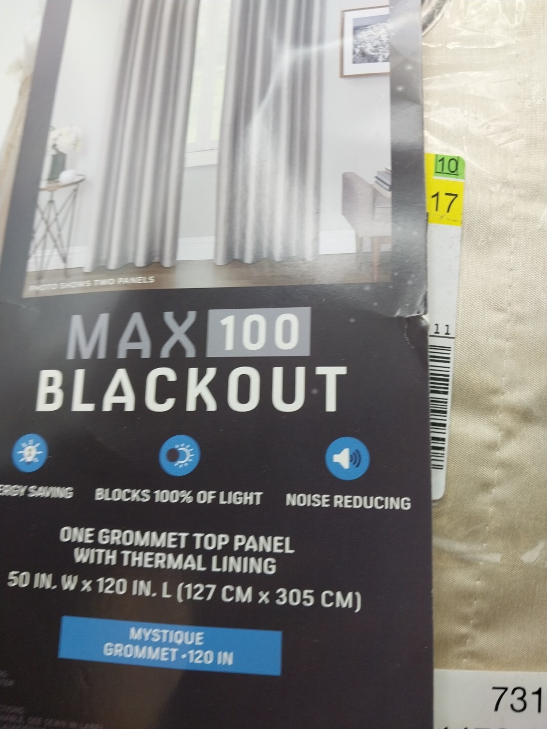 Max 100 Blackout Panel Curtain Grommet with Thermal Lining 50in x 120in Ivory…