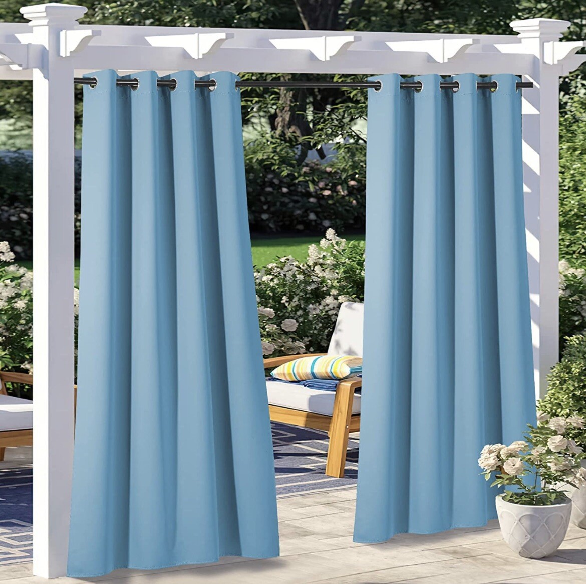 NICETOWN Outdoor Patio Curtains/Drapes W/Grommet Top, Teal Blue (W52*L84inches)