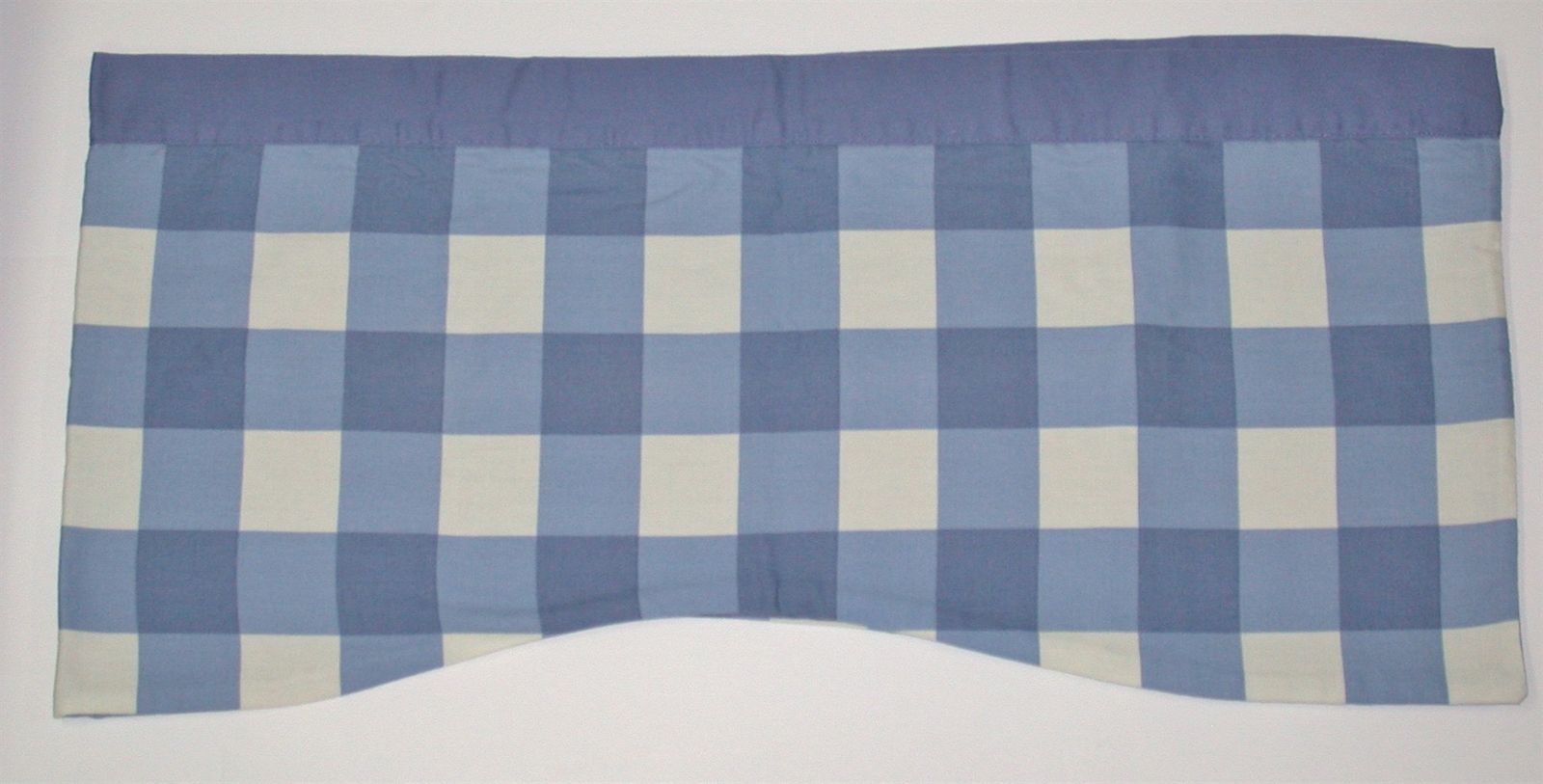Checked Rod Pocket Cotton Valance ~ Blue White ~ 13.5″ x 58″