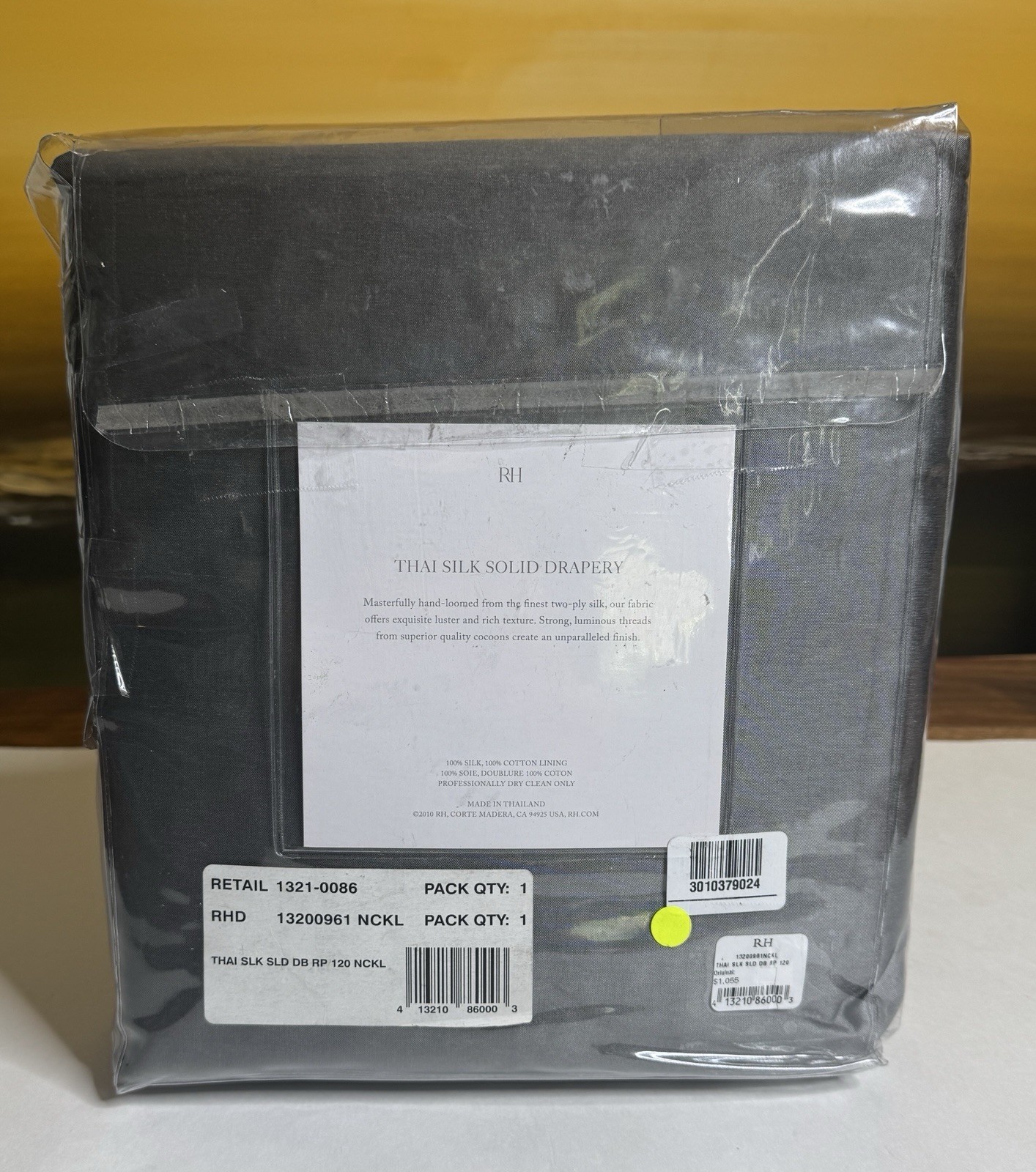 Restoration Hardware Thai Silk Solid Drapery RP 100″W x 120″L Nickel NEW $1,055