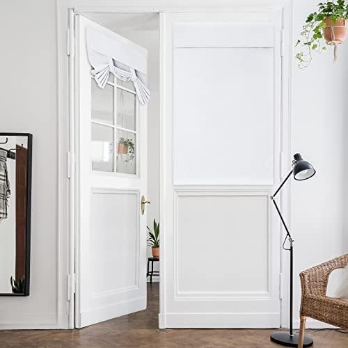 HOMEIDEAS Pure White French Door Curtains, Privacy Door Curtains for Door