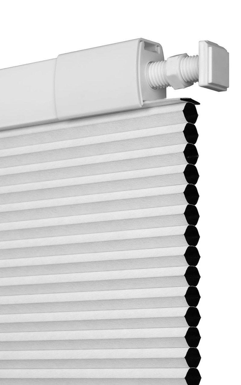 Cordless No Drill Blackout Honeycomb Blinds White 31×64 Thermal Shades