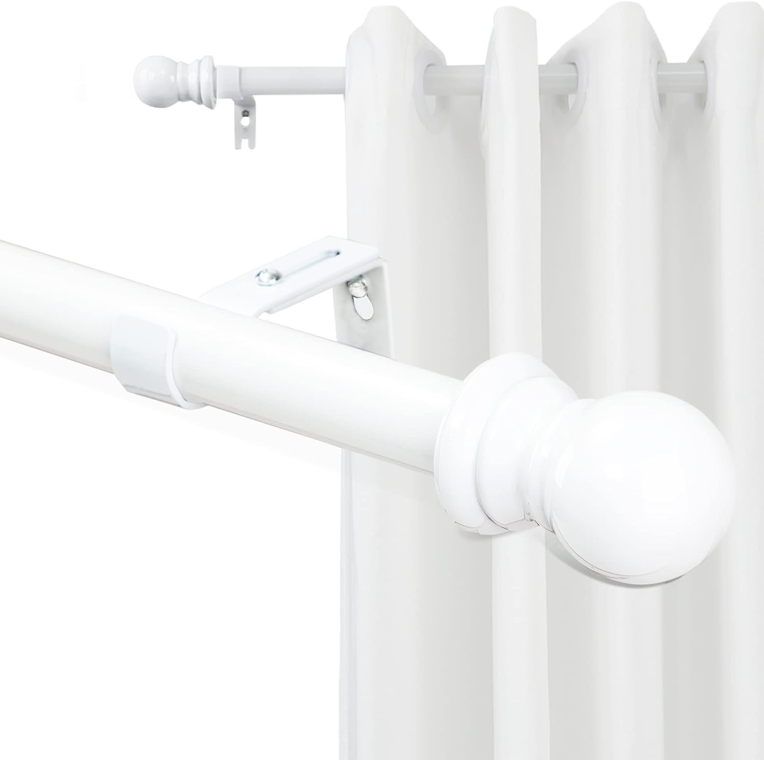 For Window size 36″-62″ long Matte White HD metal Window Curtain Rod rail 1 pack
