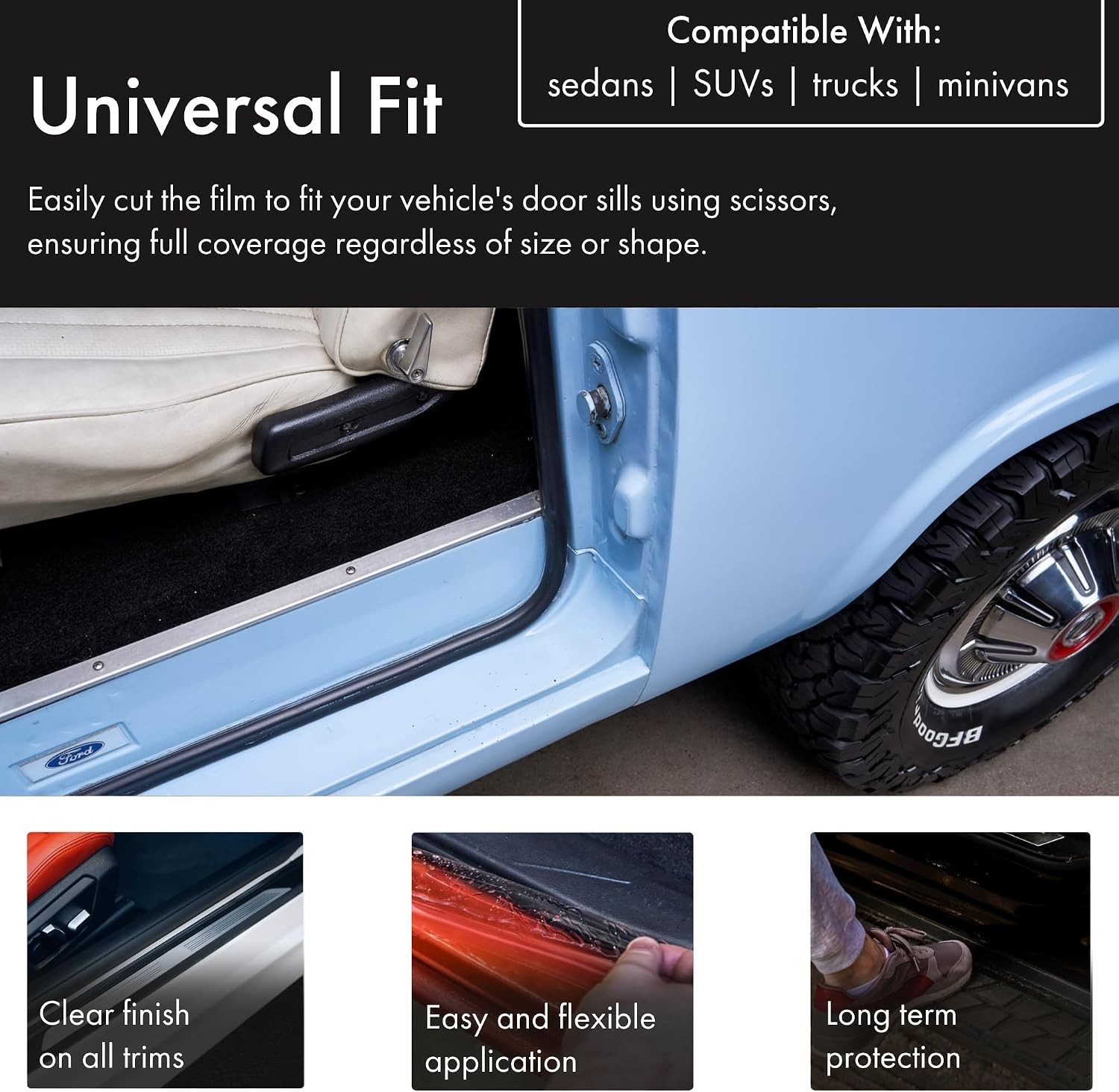 Clear Universal Door Sill Guard – 60″ x 2.75″ – Ultimate Protection for Car o…