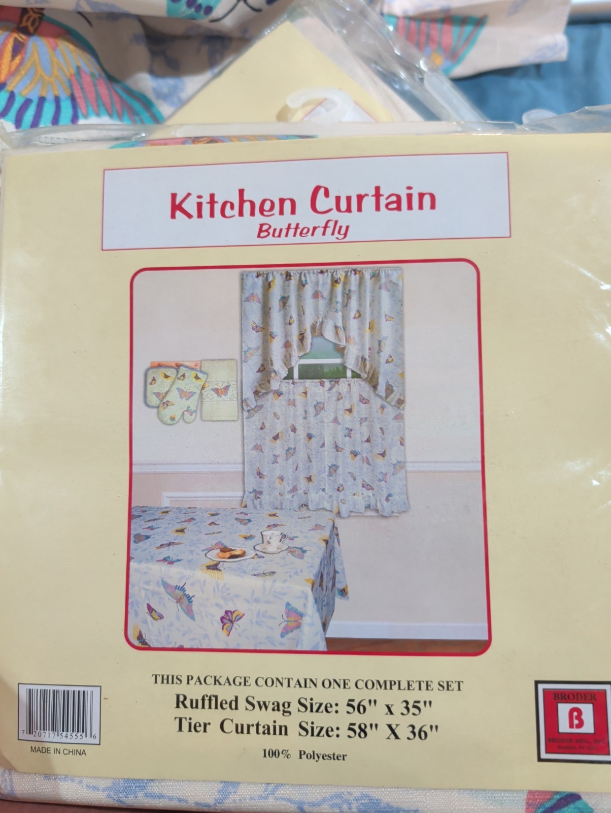 Butterfly Kitchen Curtains 3 Piece Set NEW Kitchen Curtain