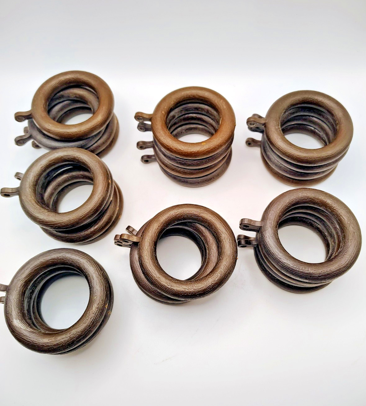 Lot of 28 Vintage Faux Wood Plastic Drapery Curtain Rings 1.75 ” inside 2.5″ out