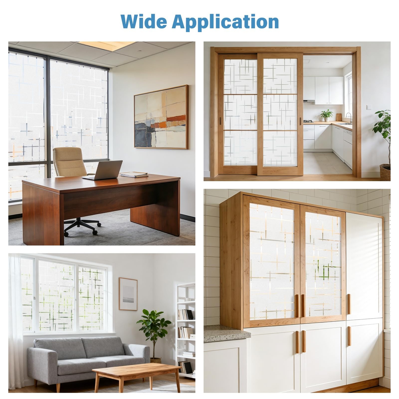 Finnez Frosted Window Film Non-Adhesive, Frosting Privacy Film for Glass Windows