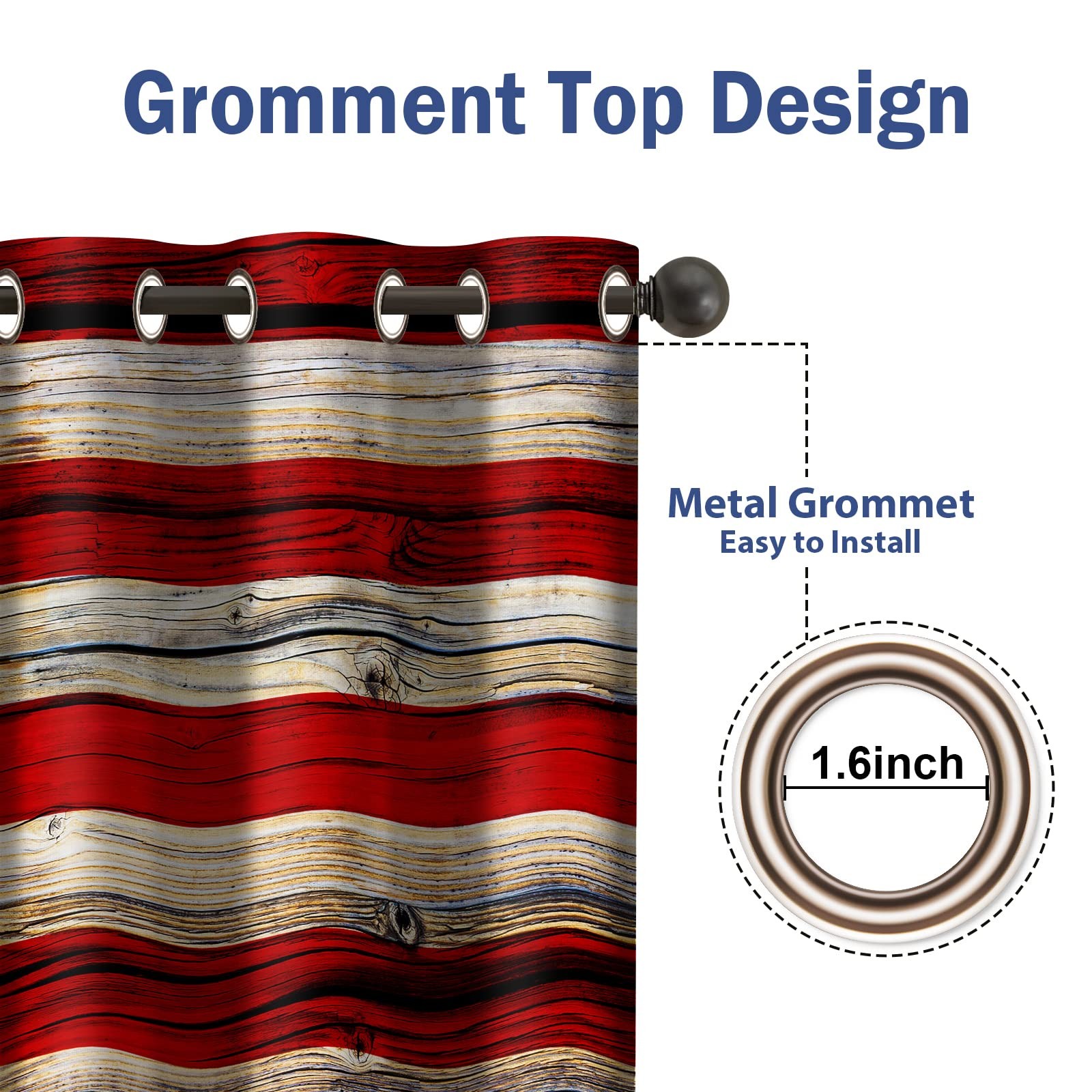 Jekeno American Flag Blackout Curtains United States Flag Independence Day