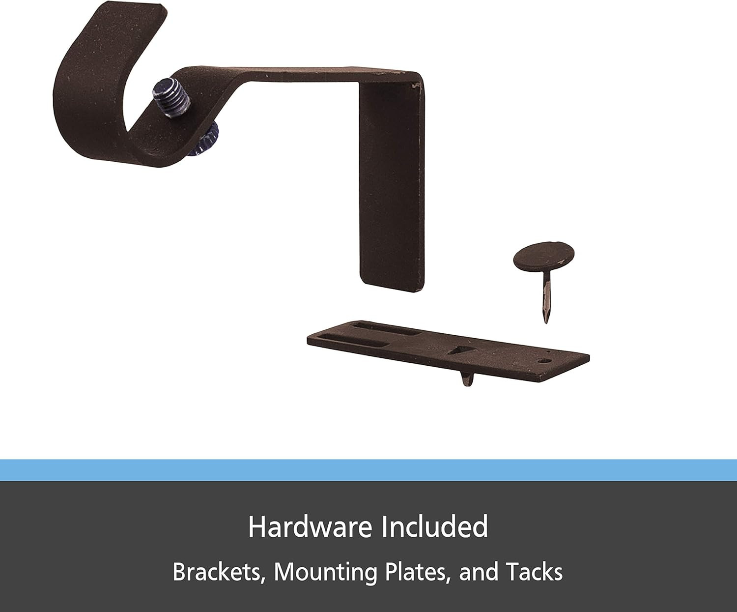 – Fast Fit Curtain Rod Brackets, No-Drill, No-Measure Installation, Durable Meta
