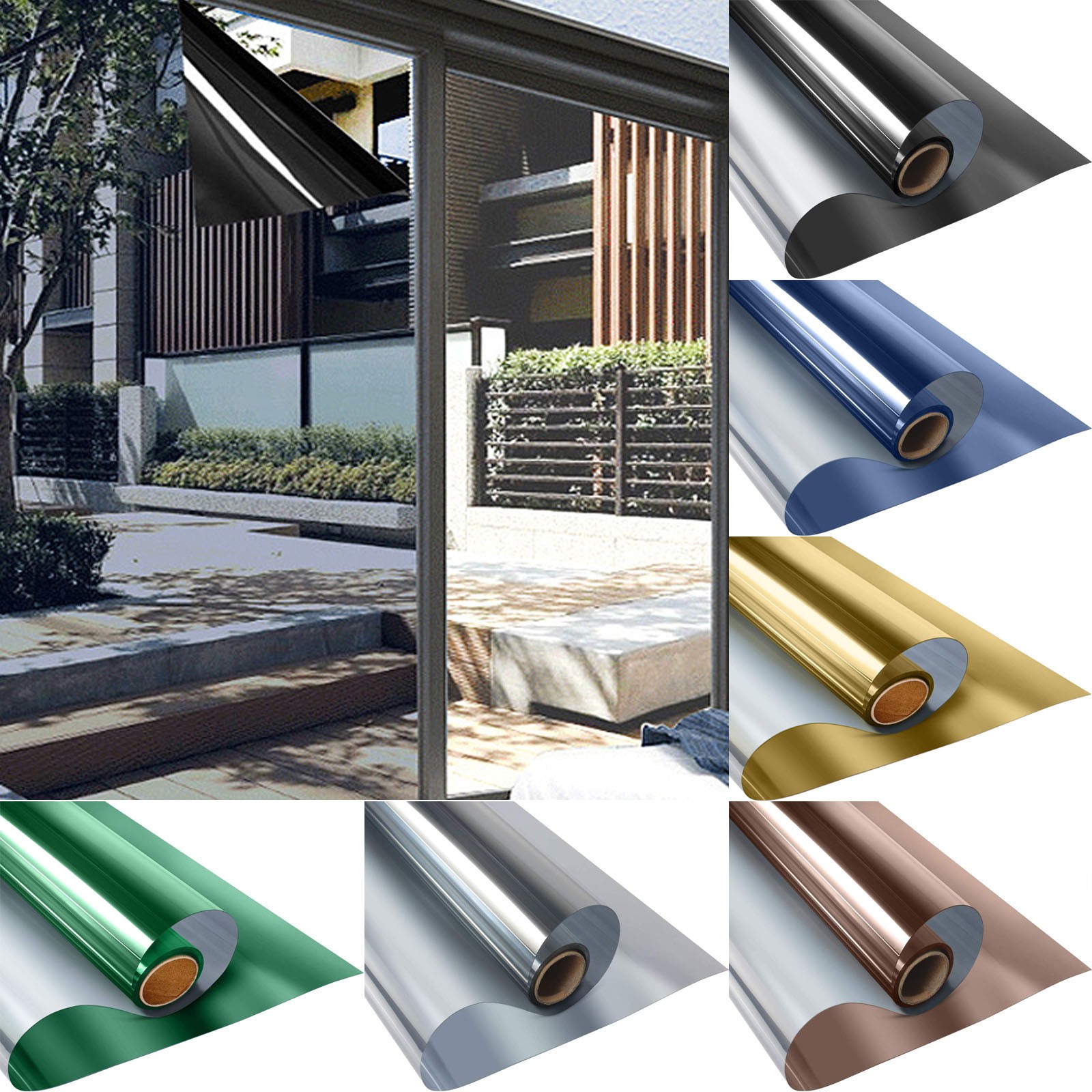 Window Tint One Way Mirror Film UV Heat Reflective Home Office Heat Insulation