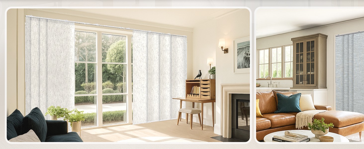Panel Track Blinds for Sliding Doors, Blackout Linen | Extendable Track from 45