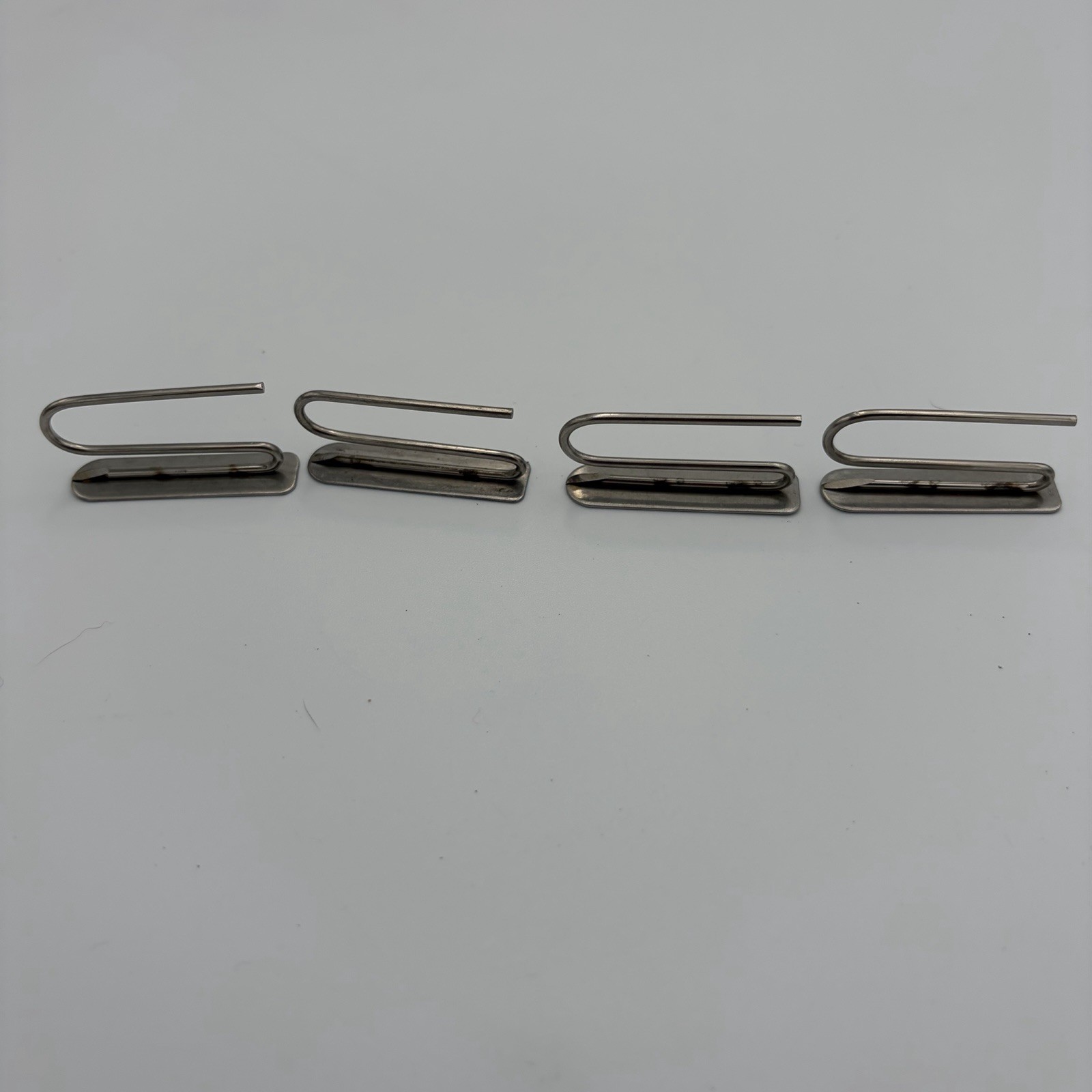 Pottery Barn Drapery Clip Hooks 1.5″ Set of (4) Silver Metal Slide Pin