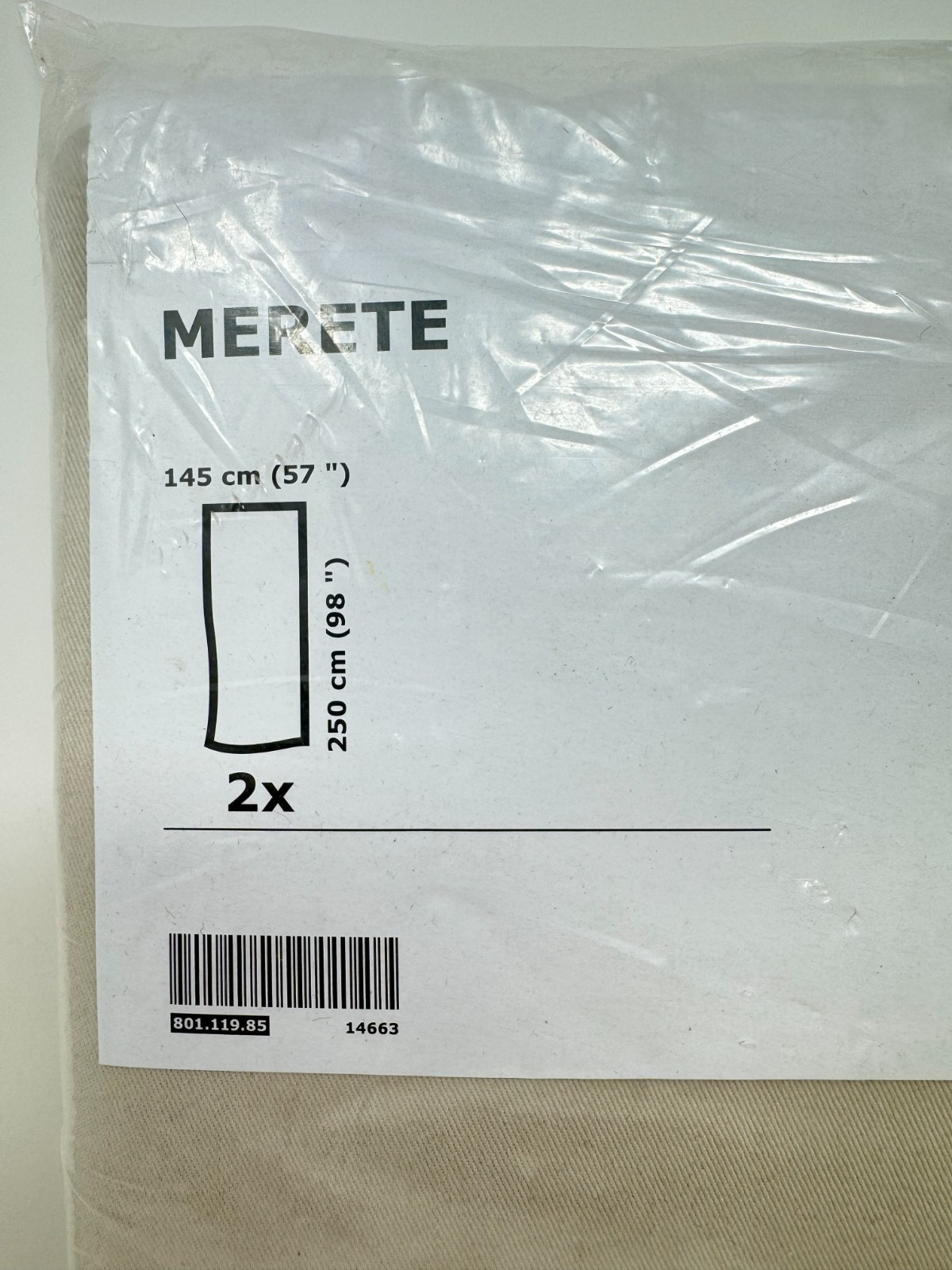 IKEA Merete Beige Curtains 57×98″ Grommets 801.119.85 NEW