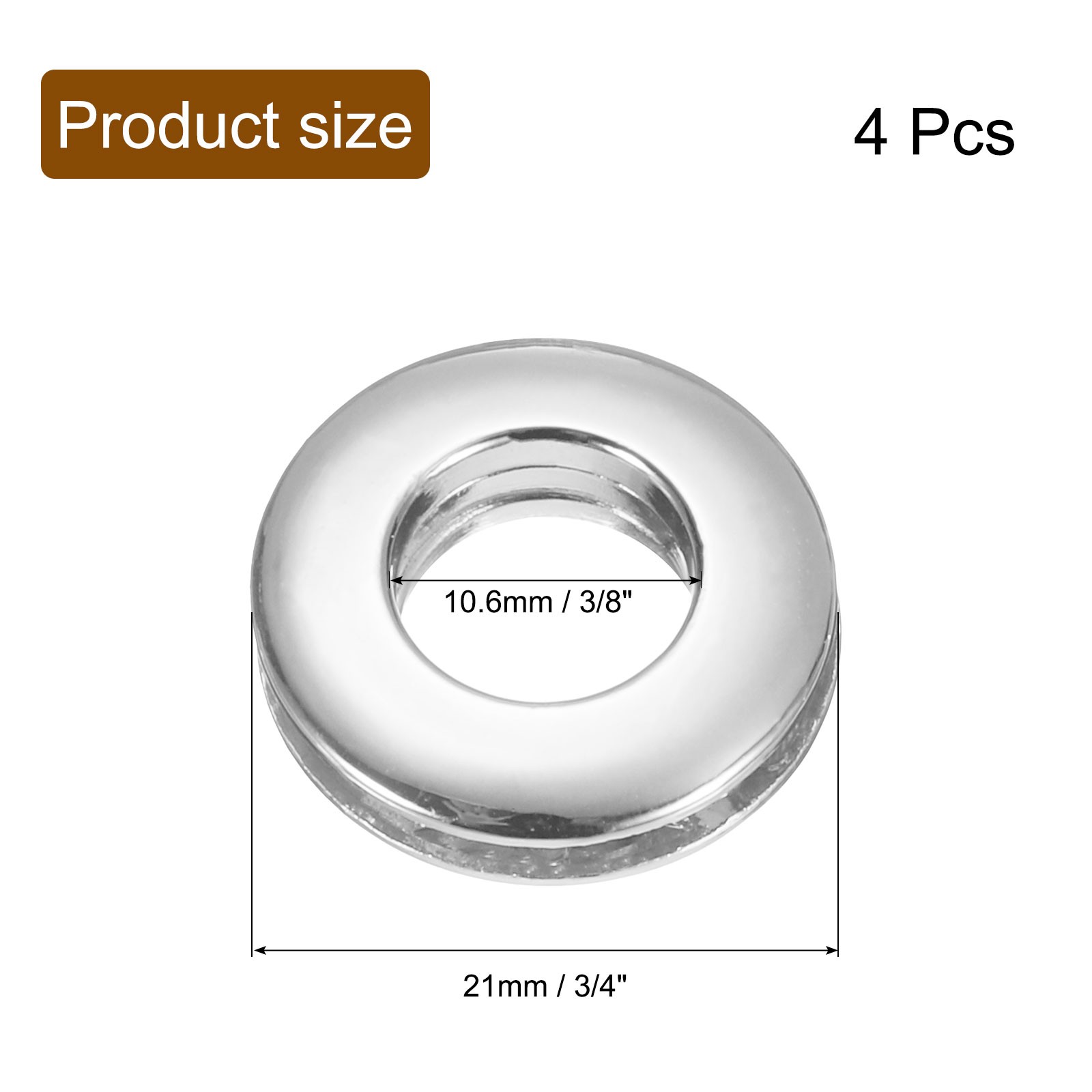 4Pcs Zinc Alloy Curtain Screw Grommets 3/8″(10.6mm) Silver
