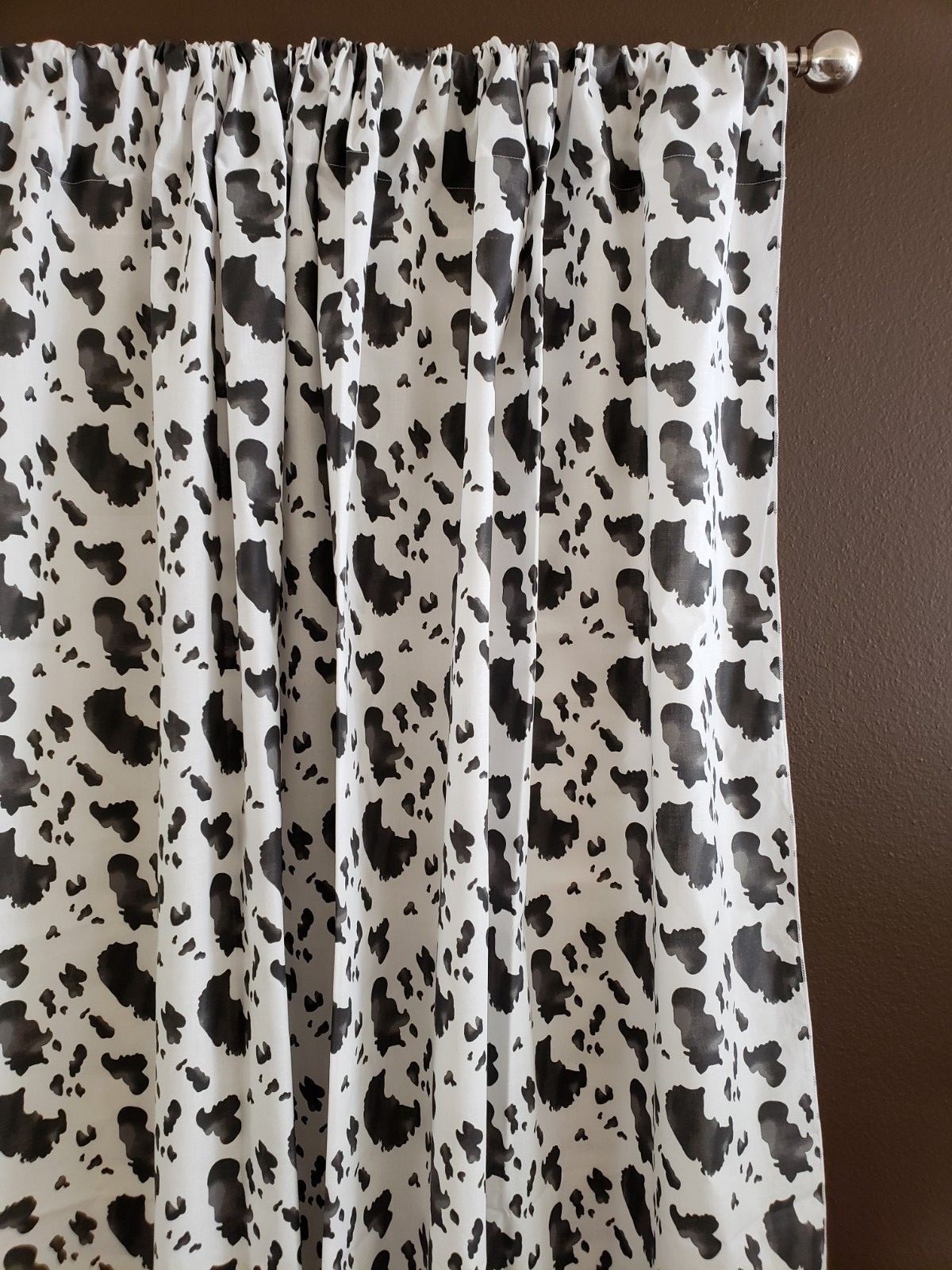 Cotton Curtain Window Panel or Photography Backdrop 58″ Wide Cow Print