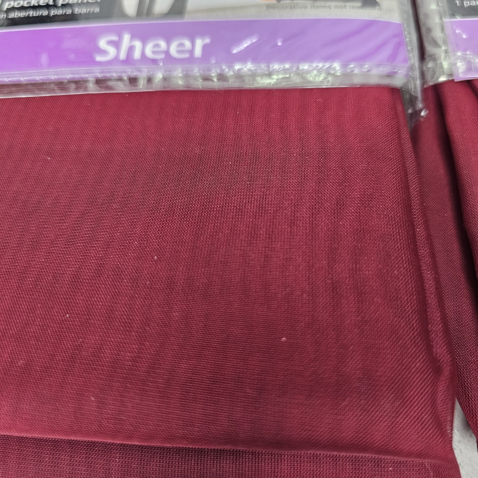 2 Mainstays Sheer 63″x 59″ Rod Pocket Curtain Panels Red Burgandy For 1 Window