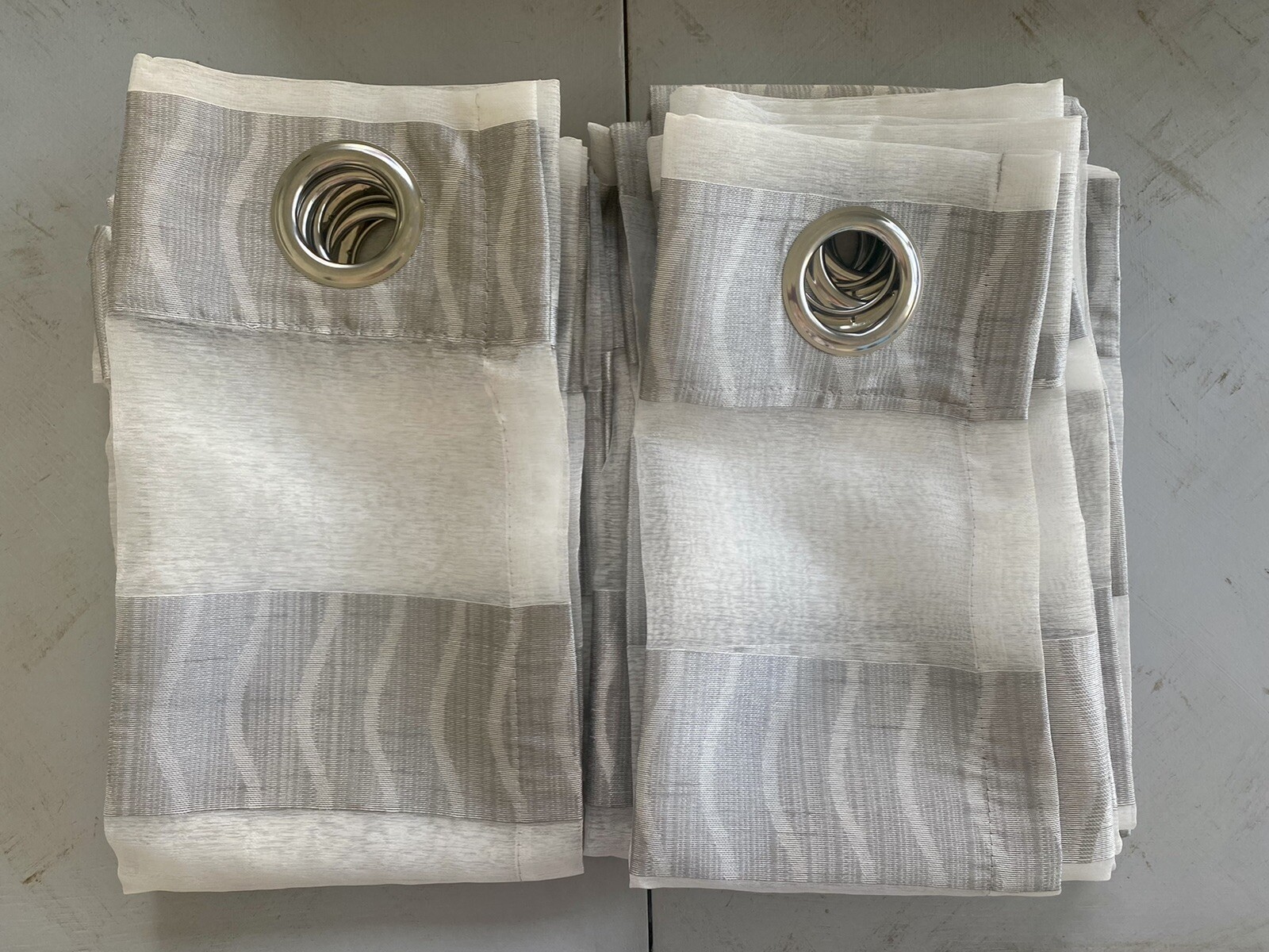 Urbanist Stripe Semi-Sheer Silver/Gray Stripes Grommet Curtain Panels 54 X 96
