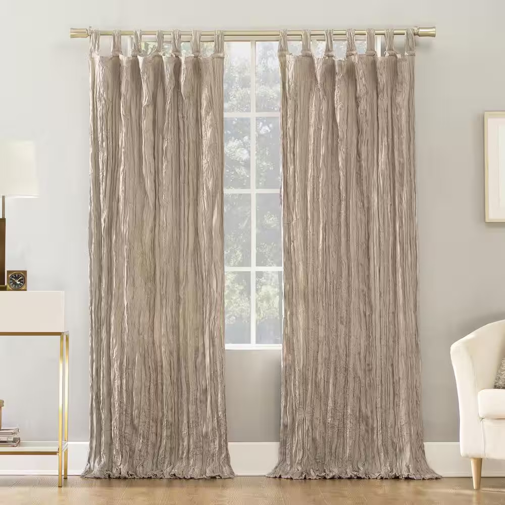 Odelia Distressed Velvet Stone Polyester 50 In. W X 84 In. L Tab Top Light Filte