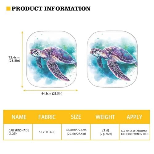 Windshield Sunshade 2 Piece Front Protector Folding Car Sun Visor Sea Turtle