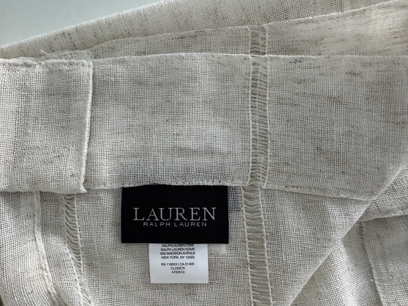 New Ralph Lauren Window Curtains 2 Panels Beige 54 x 108 Linen Hamilton Back Tab