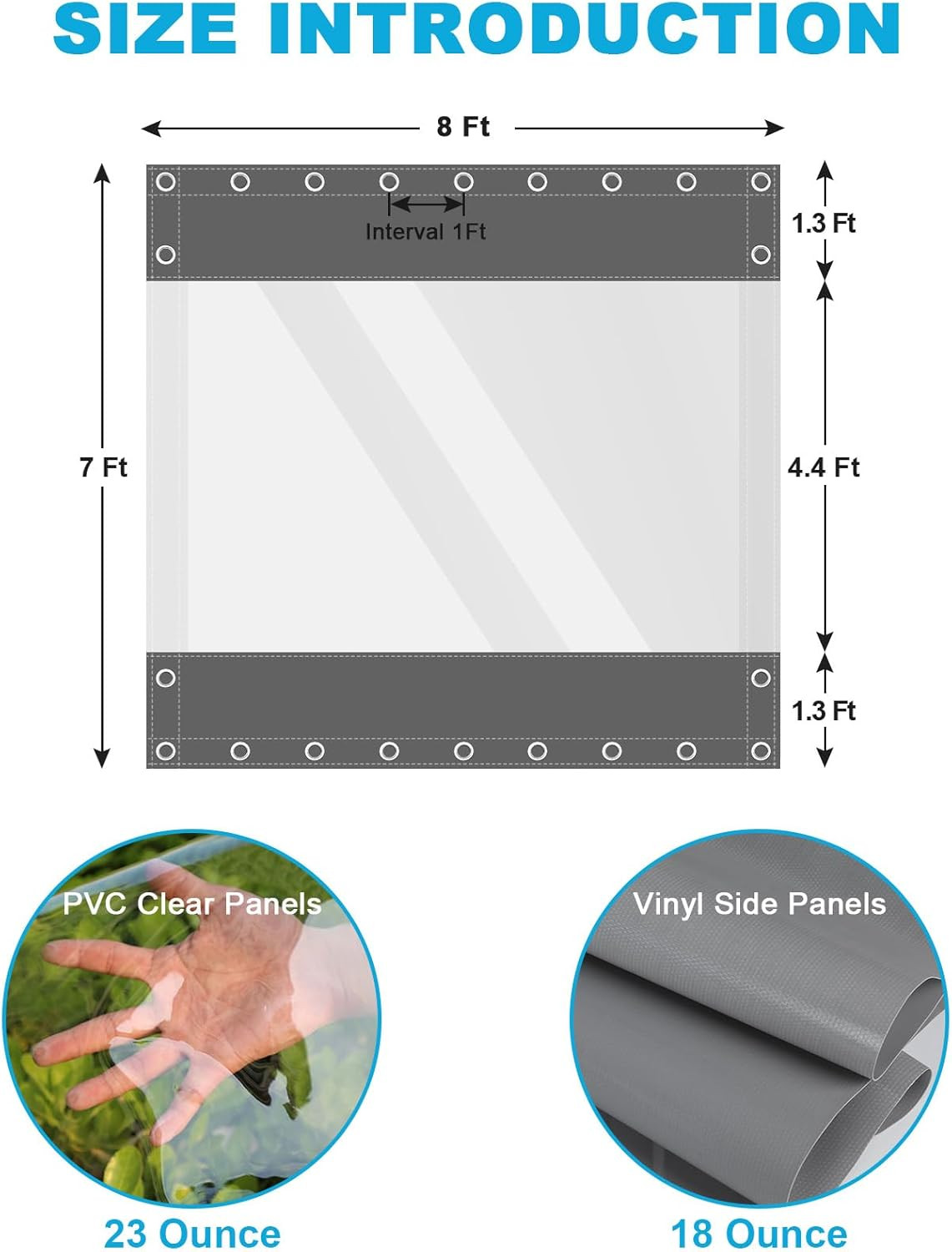 Clear Vinyl Curtains for Patio Enclosure, 23Oz Heavy Duty Waterproof Anti-Uv An